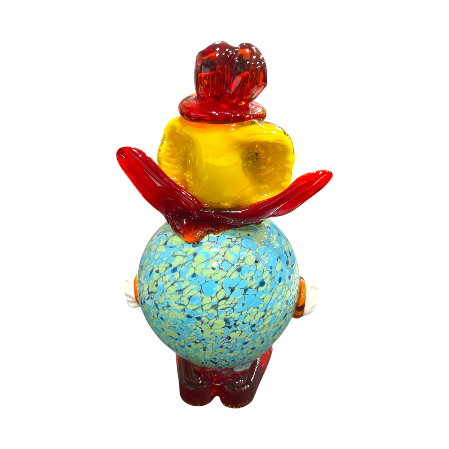 Murano Art Glass - Clown With Red Bow Tie & Orange Buttons - 8"