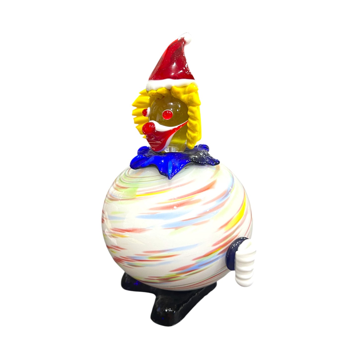 Murano Art Glass - Clown With Multicolor Swirl Body - 7"
