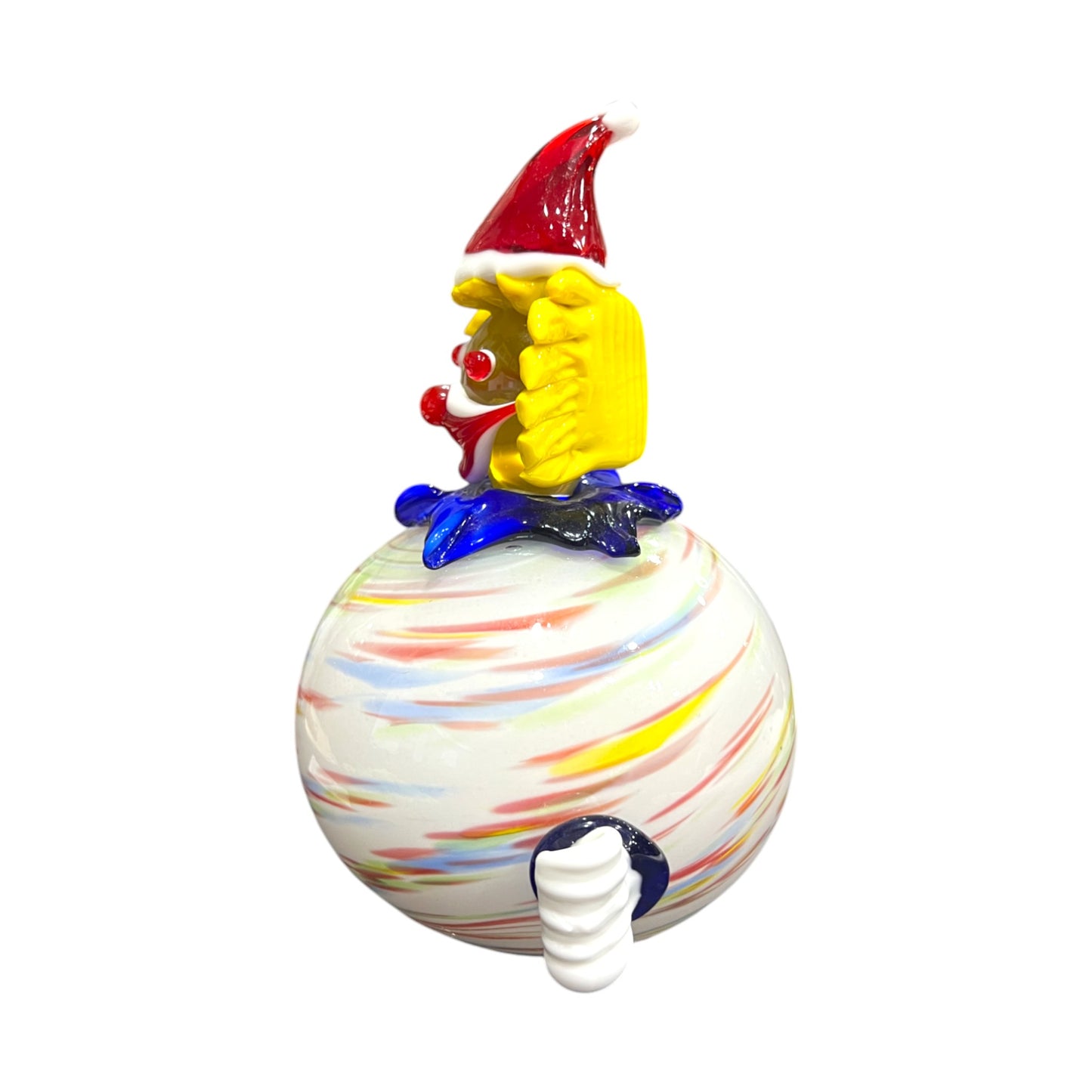 Murano Art Glass - Clown With Multicolor Swirl Body - 7"