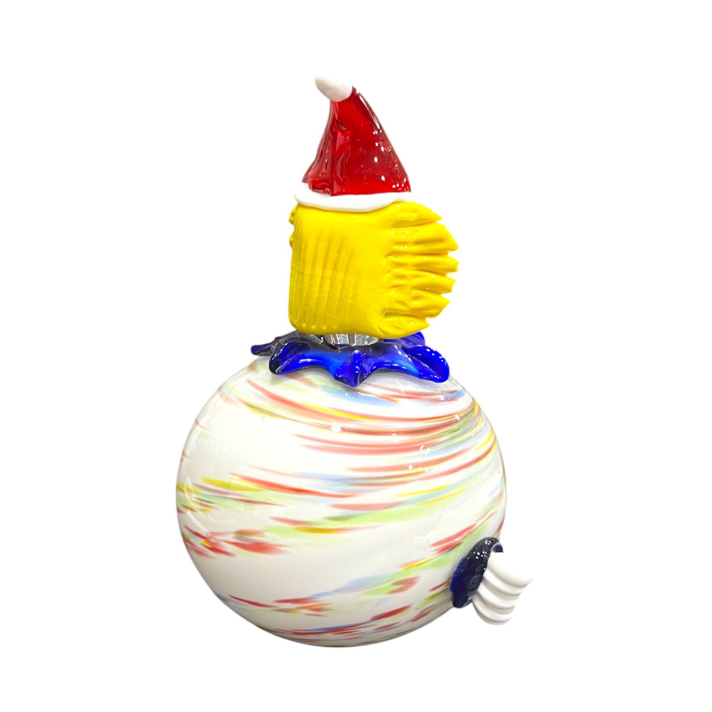 Murano Art Glass - Clown With Multicolor Swirl Body - 7"
