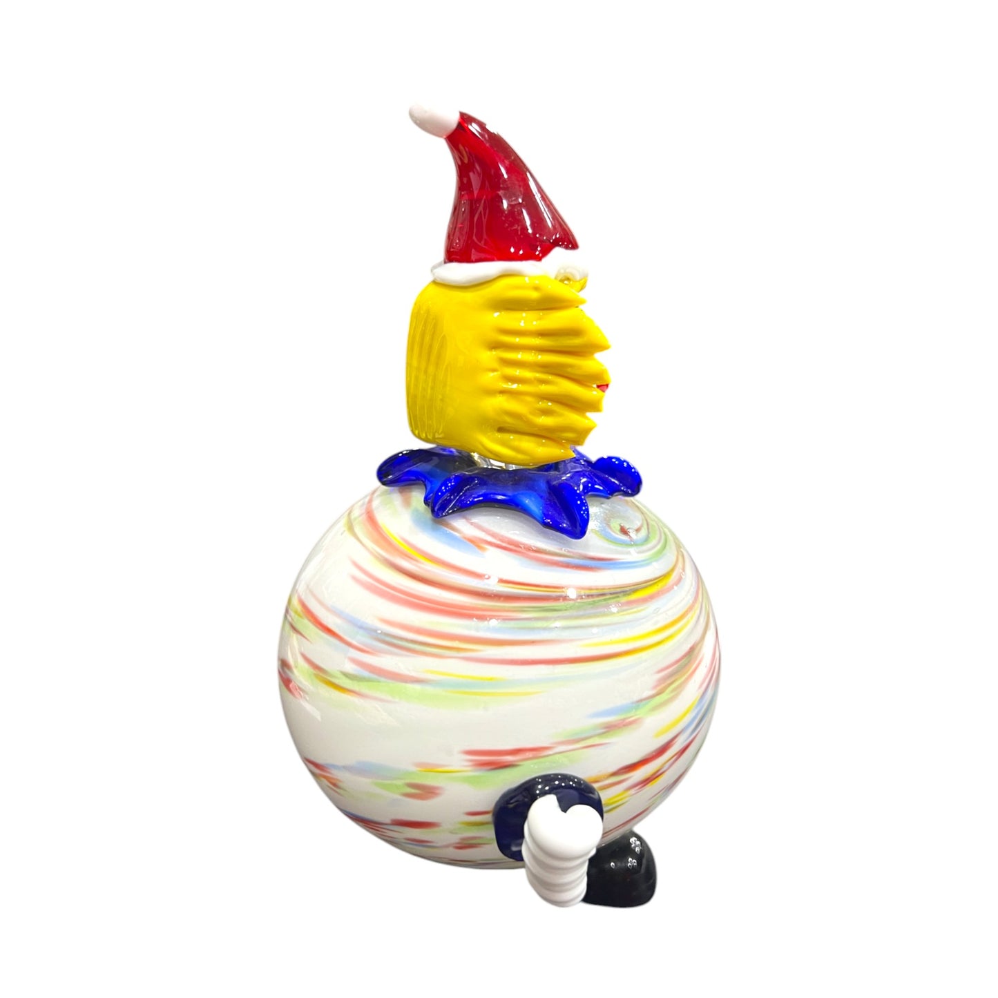 Murano Art Glass - Clown With Multicolor Swirl Body - 7"