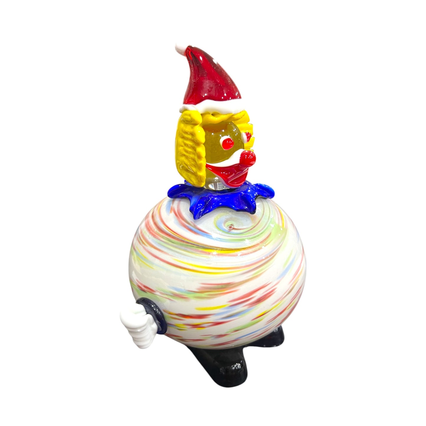 Murano Art Glass - Clown With Multicolor Swirl Body - 7"