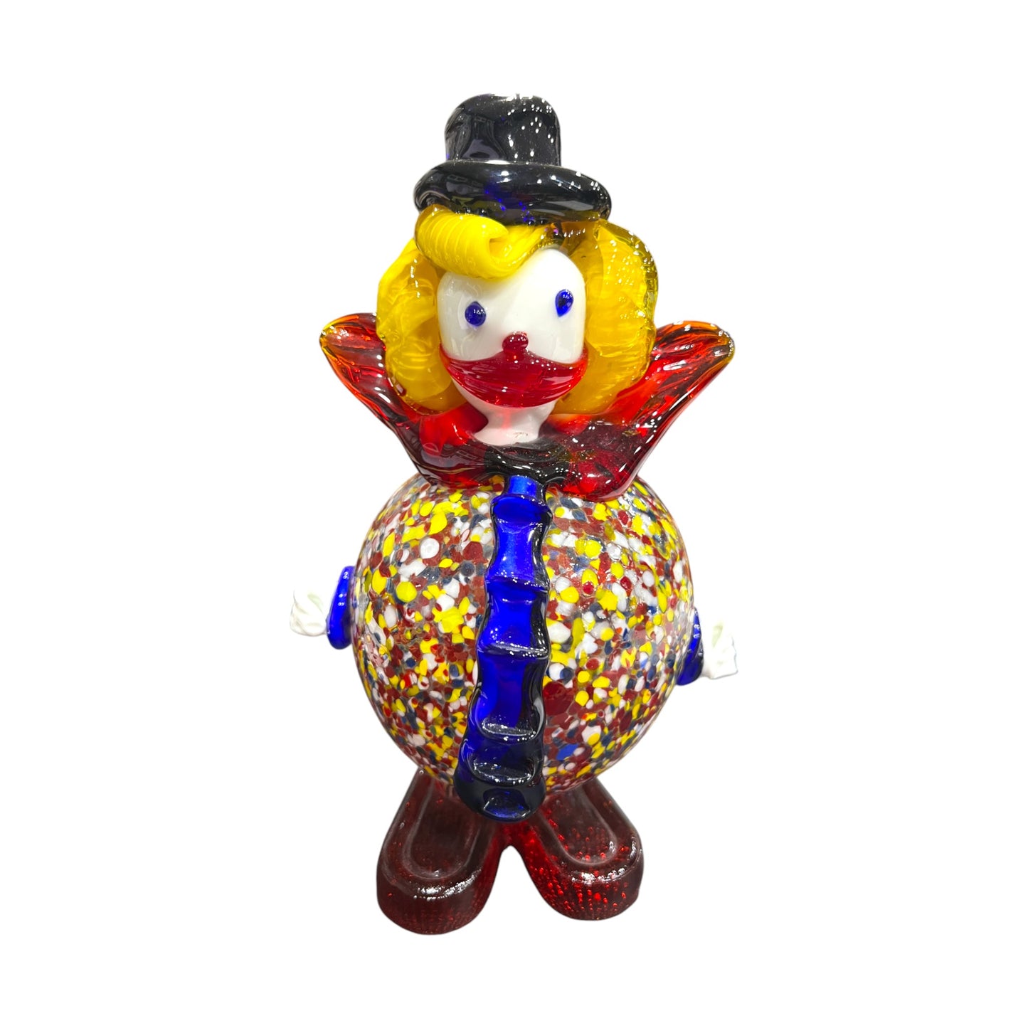 Murano Art Glass - Clown With Splatter Glass Body - 8.5"