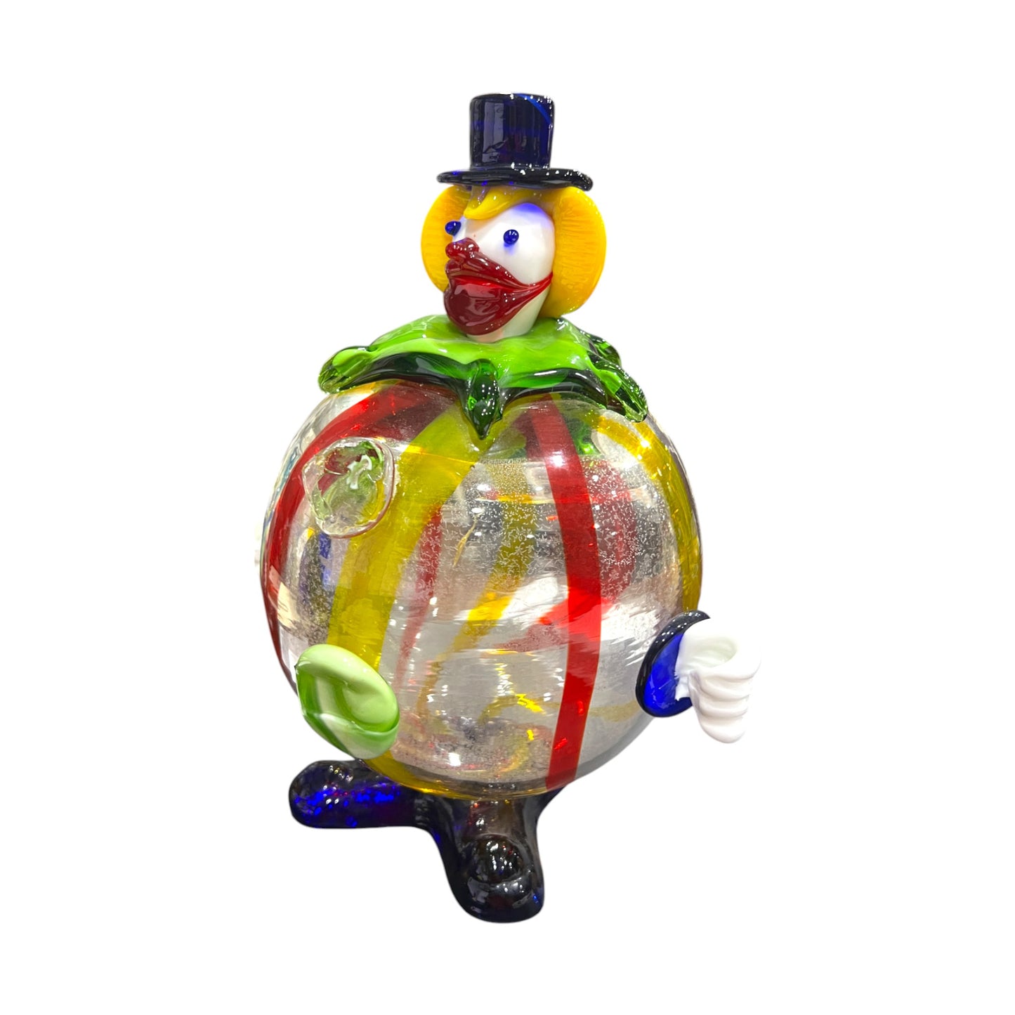 Murano Art Glass - Clown With Red & Yellow Stripped Fat Body - 10.5