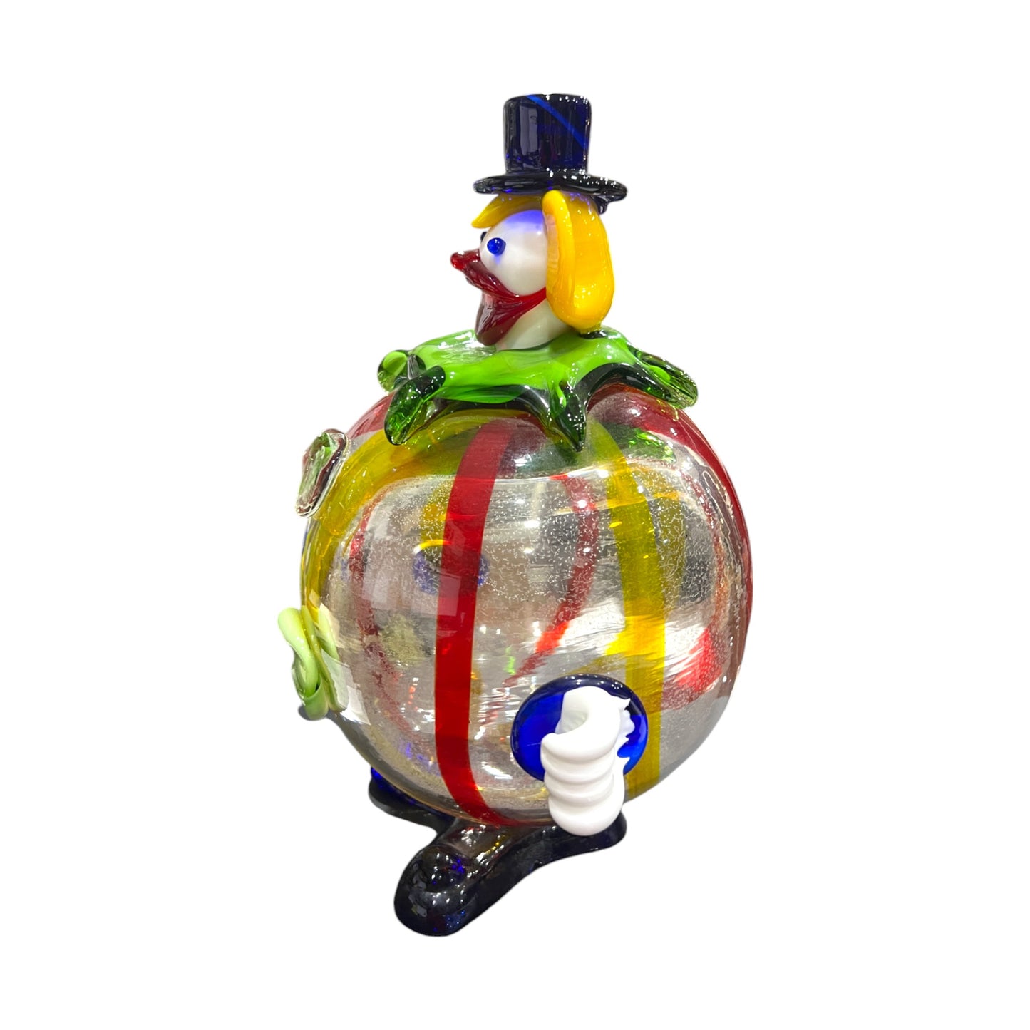 Murano Art Glass - Clown With Red & Yellow Stripped Fat Body - 10.5