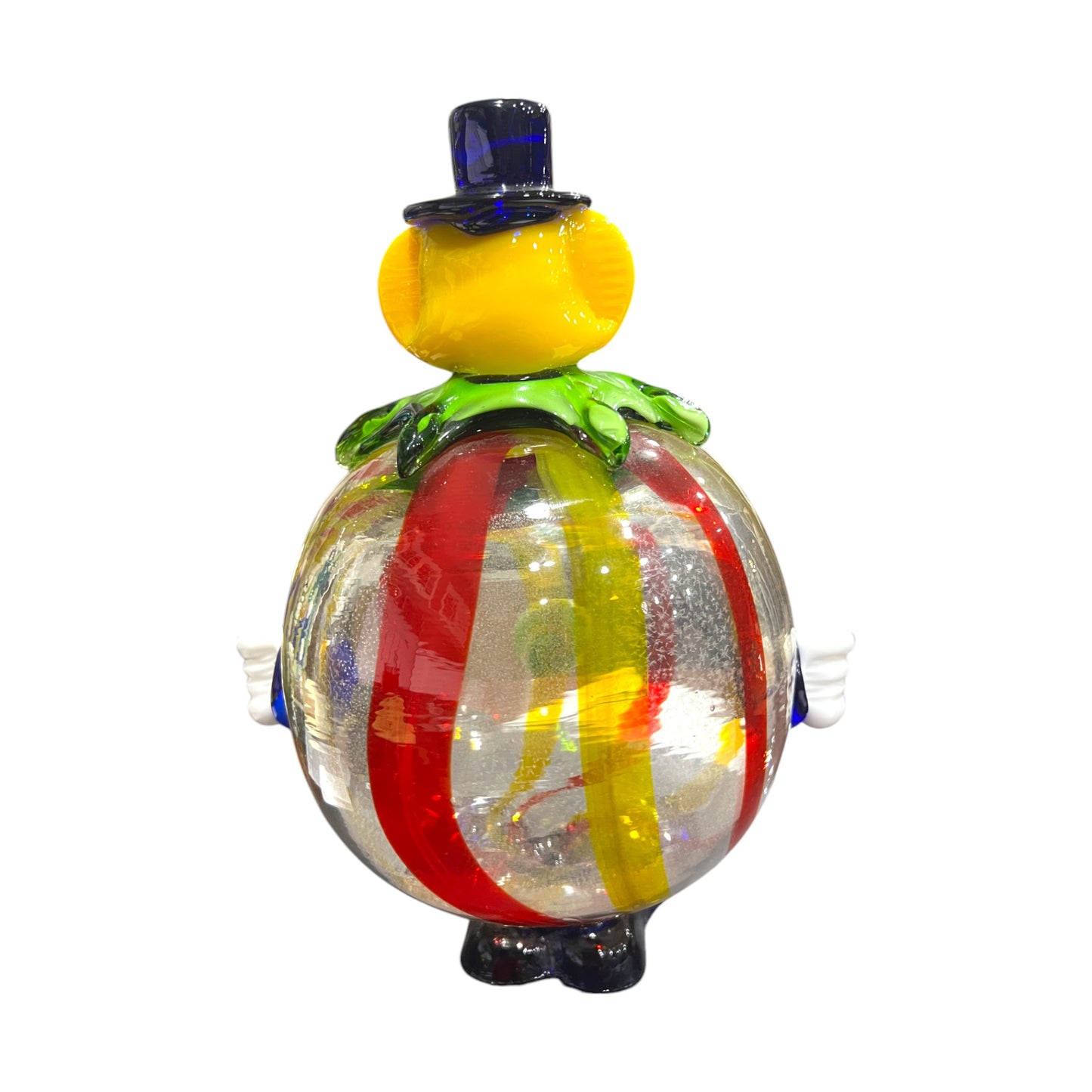 Murano Art Glass - Clown With Red & Yellow Stripped Fat Body - 10.5