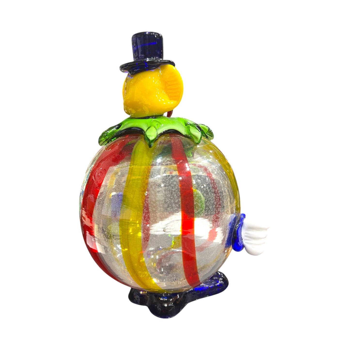 Murano Art Glass - Clown With Red & Yellow Stripped Fat Body - 10.5