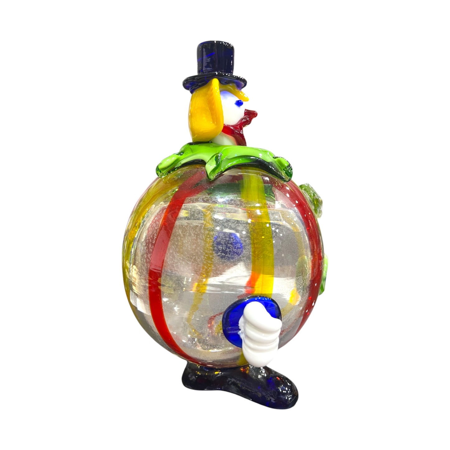 Murano Art Glass - Clown With Red & Yellow Stripped Fat Body - 10.5