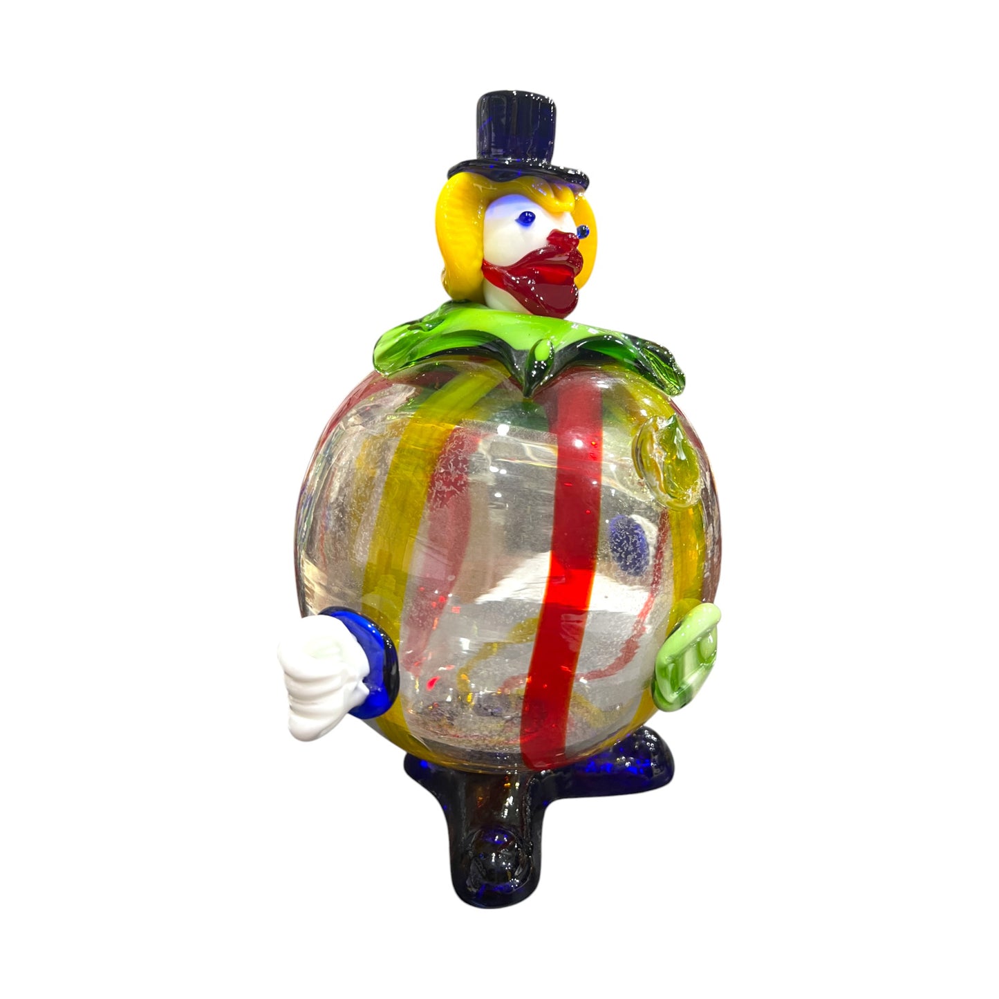 Murano Art Glass - Clown With Red & Yellow Stripped Fat Body - 10.5