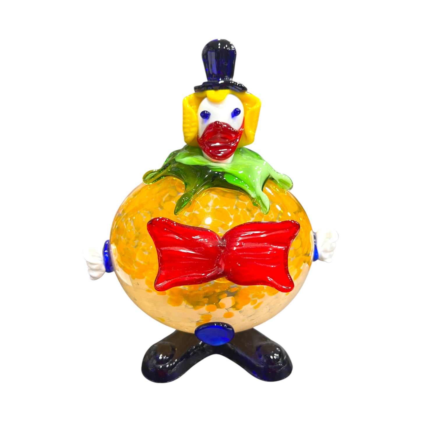 Murano Art Glass - Clown Fat Orange Splatter Body - 9"