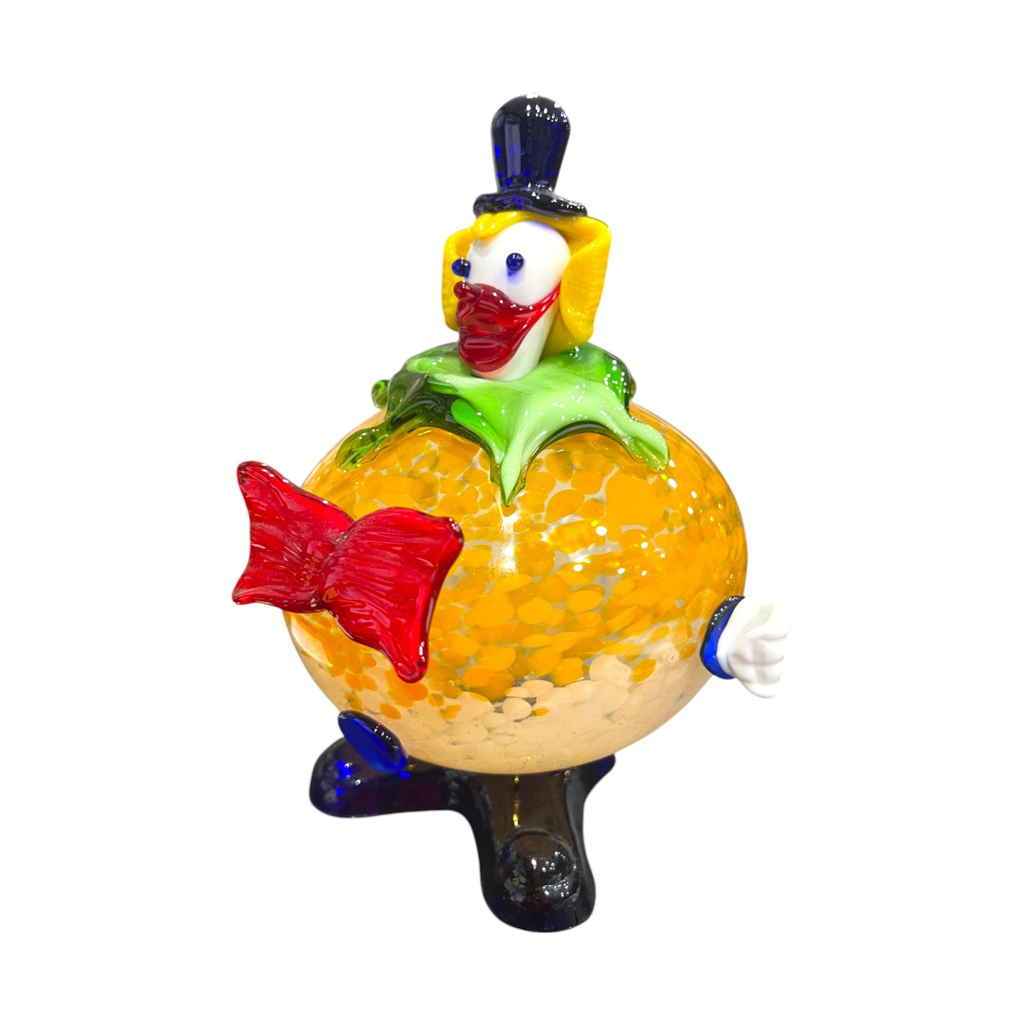 Murano Art Glass - Clown Fat Orange Splatter Body - 9"