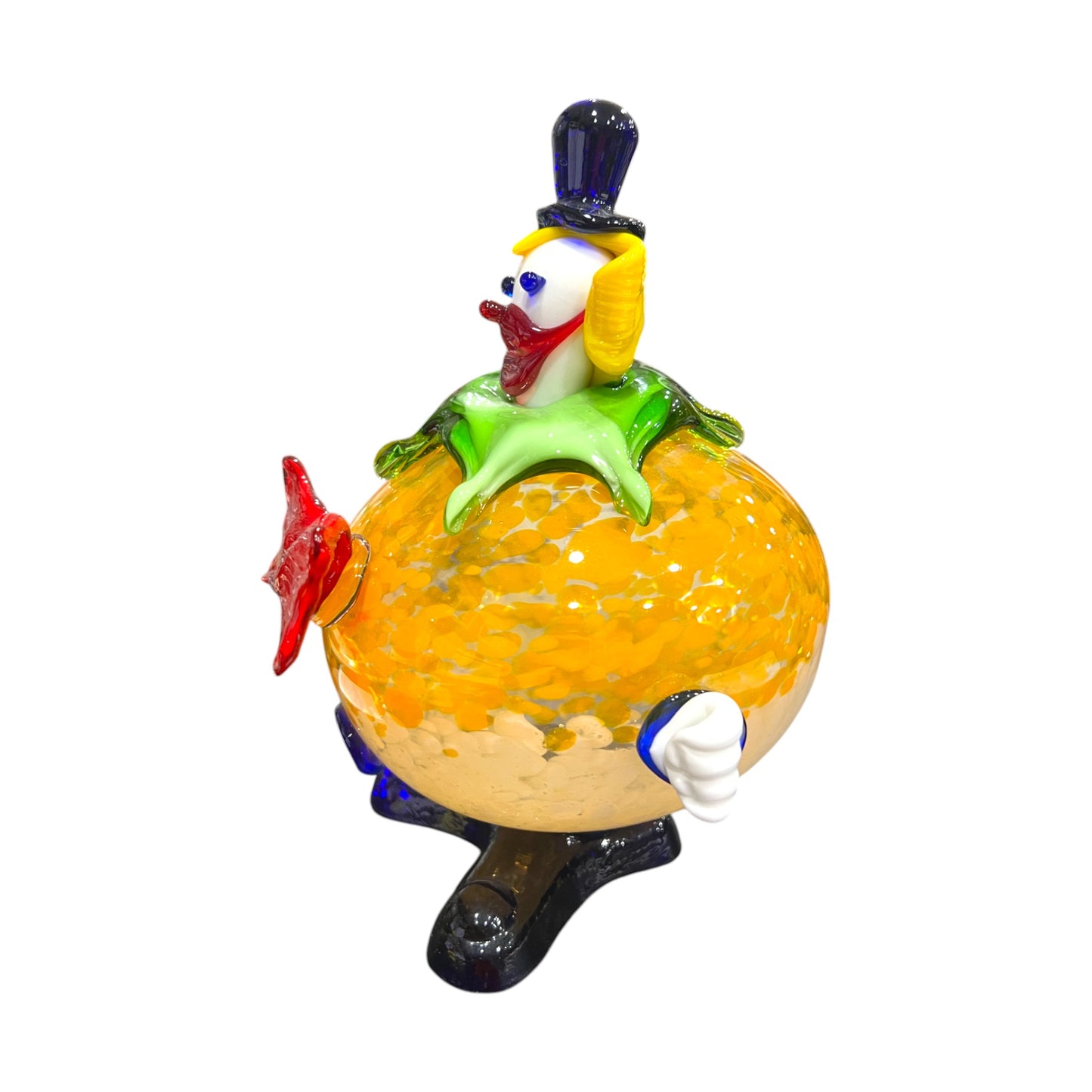 Murano Art Glass - Clown Fat Orange Splatter Body - 9"