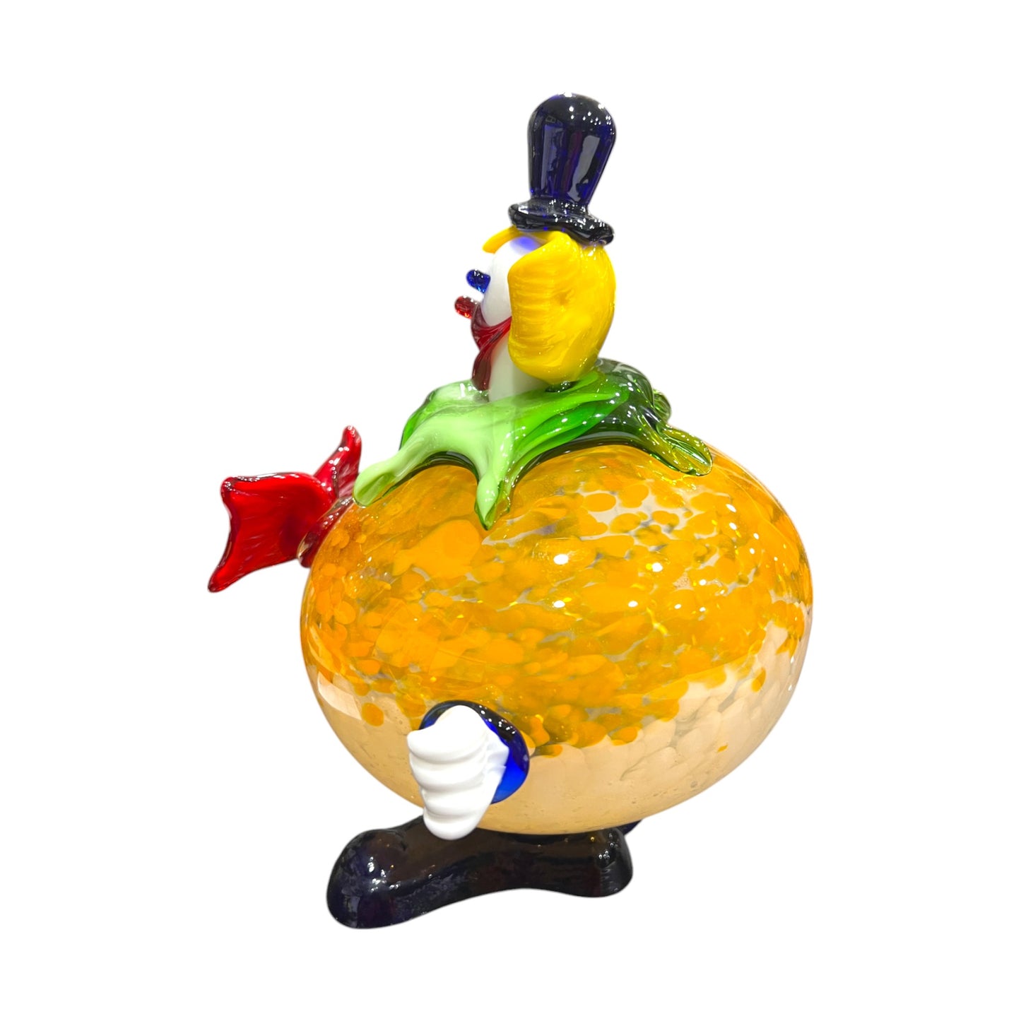 Murano Art Glass - Clown Fat Orange Splatter Body - 9"