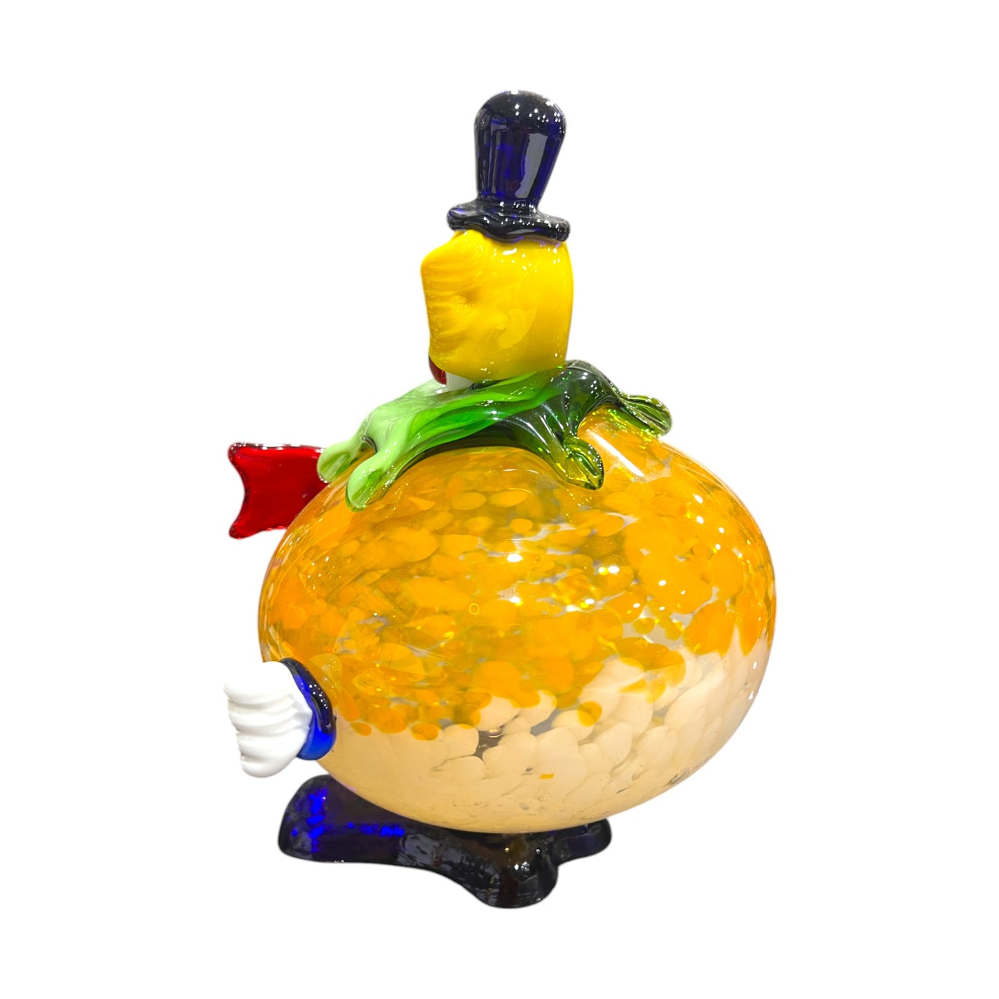 Murano Art Glass - Clown Fat Orange Splatter Body - 9"
