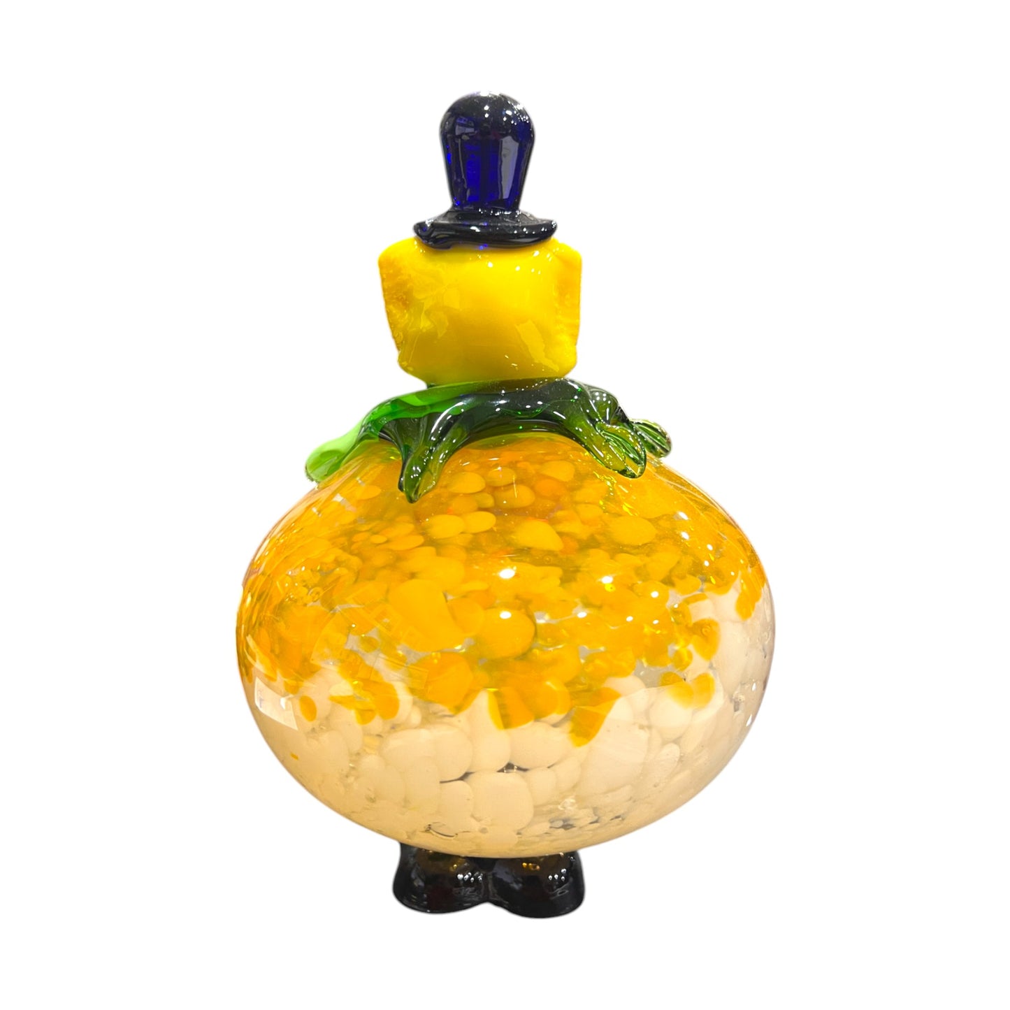 Murano Art Glass - Clown Fat Orange Splatter Body - 9"