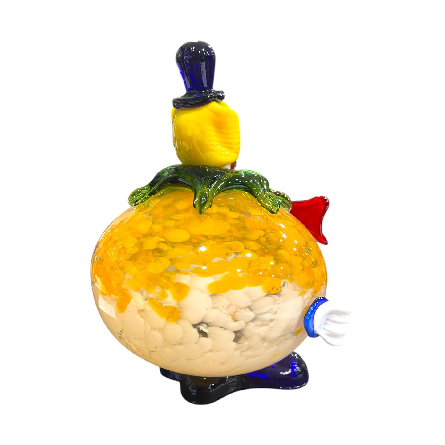 Murano Art Glass - Clown Fat Orange Splatter Body - 9"