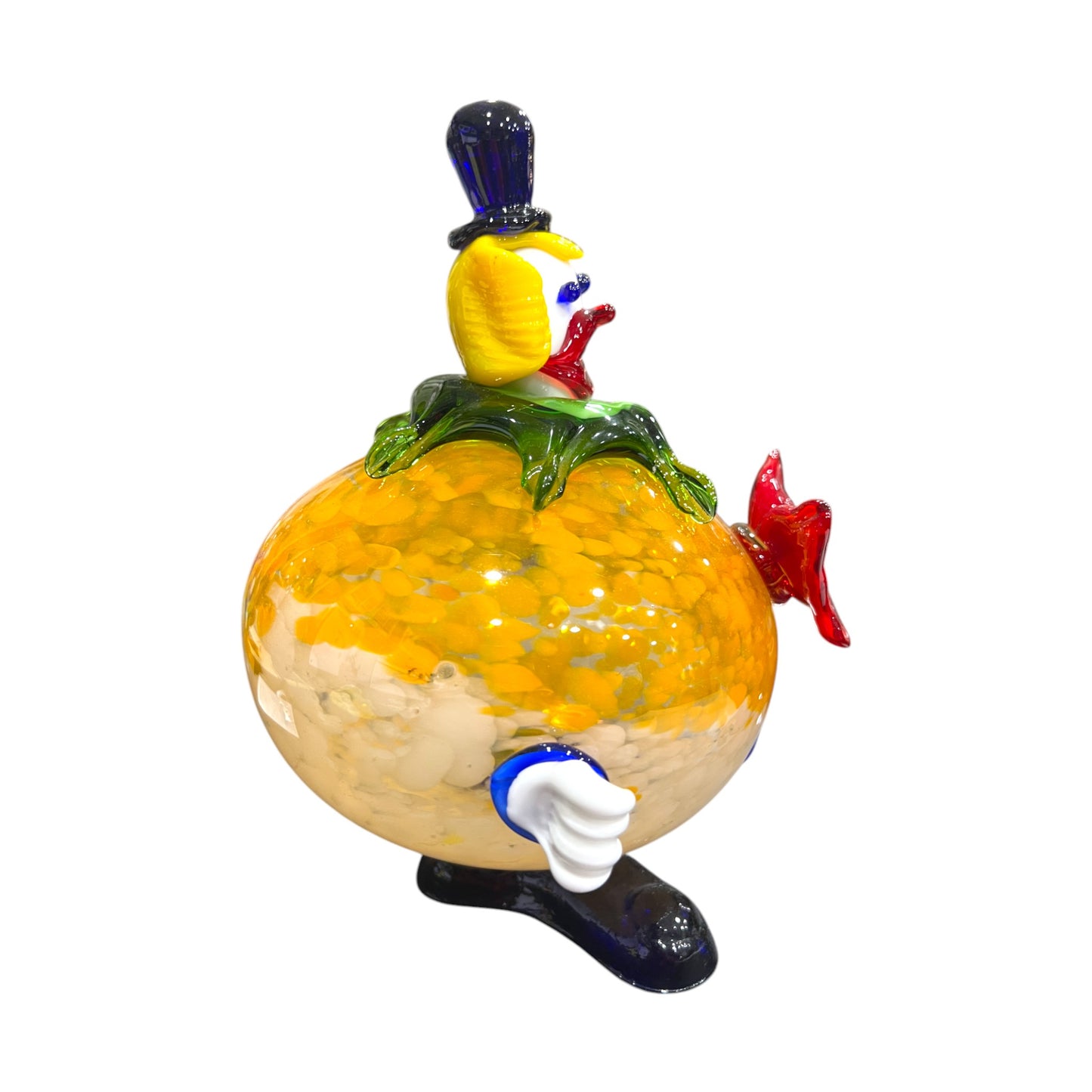 Murano Art Glass - Clown Fat Orange Splatter Body - 9"