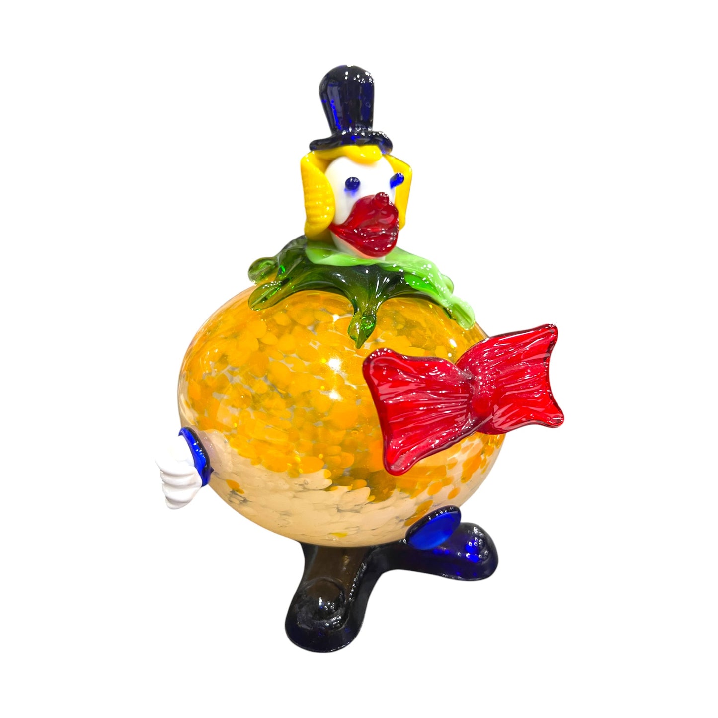 Murano Art Glass - Clown Fat Orange Splatter Body - 9"