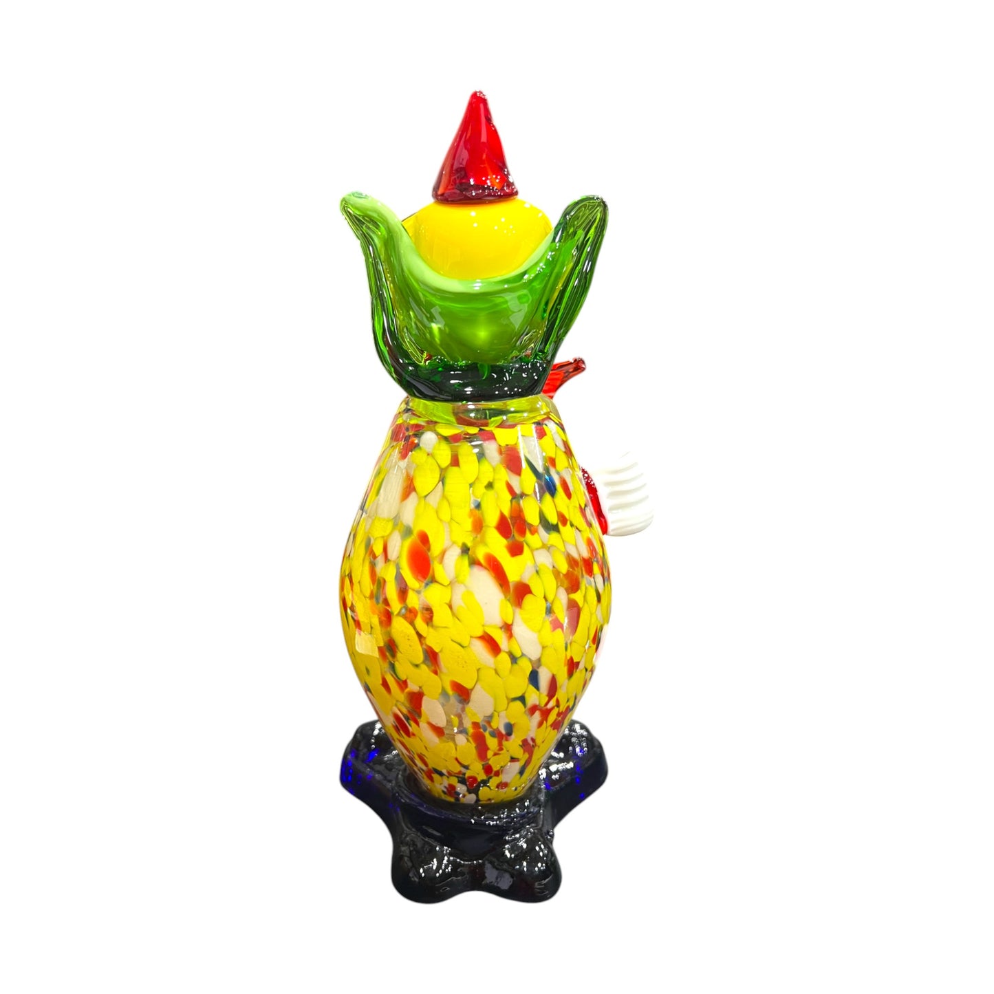 Murano Art Glass - Clown Splatter Body With Red & White Bow Tie - 10"