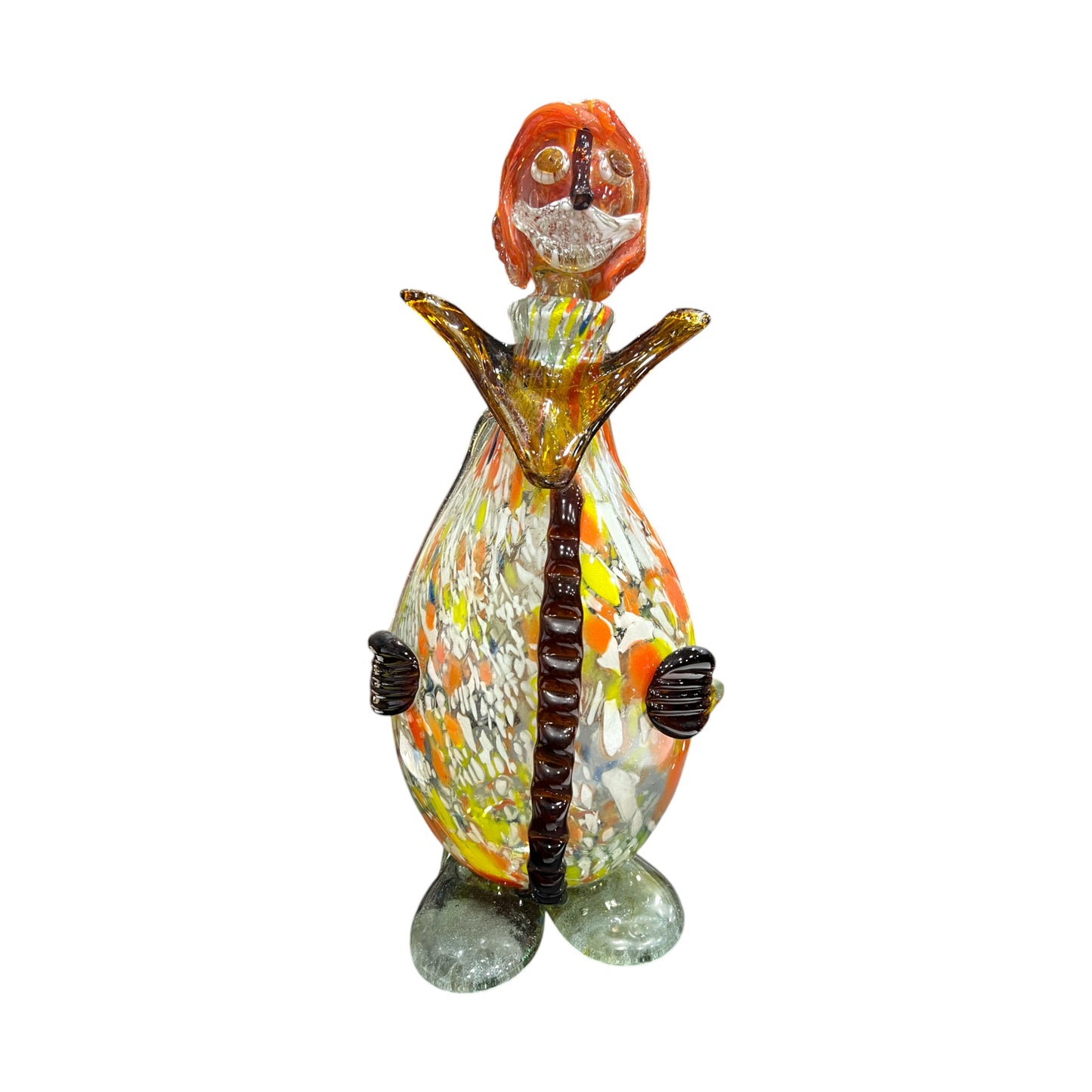 Murano Art Glass - Clown Decanter Brown Bow Tie - 15"