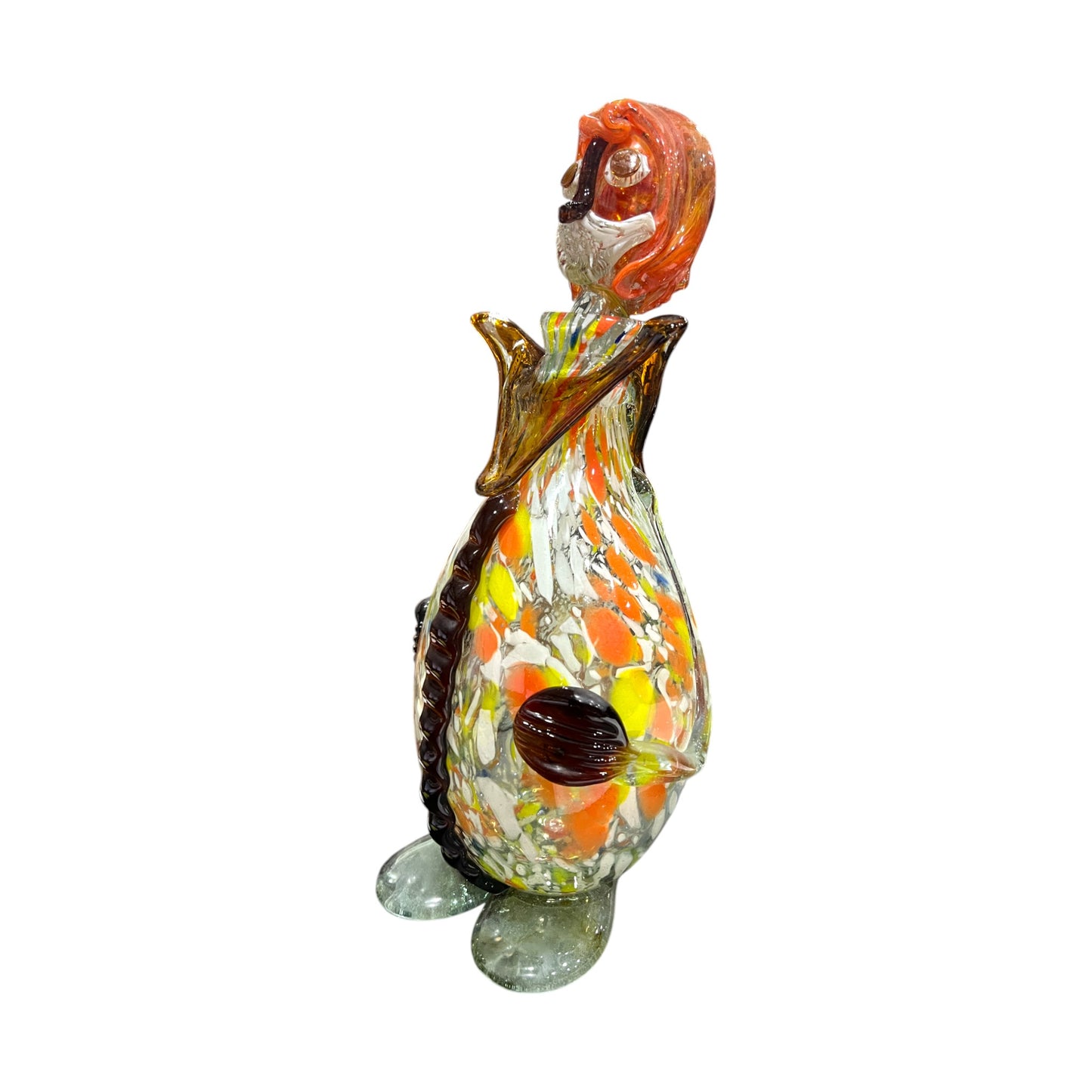 Murano Art Glass - Clown Decanter Brown Bow Tie - 15"