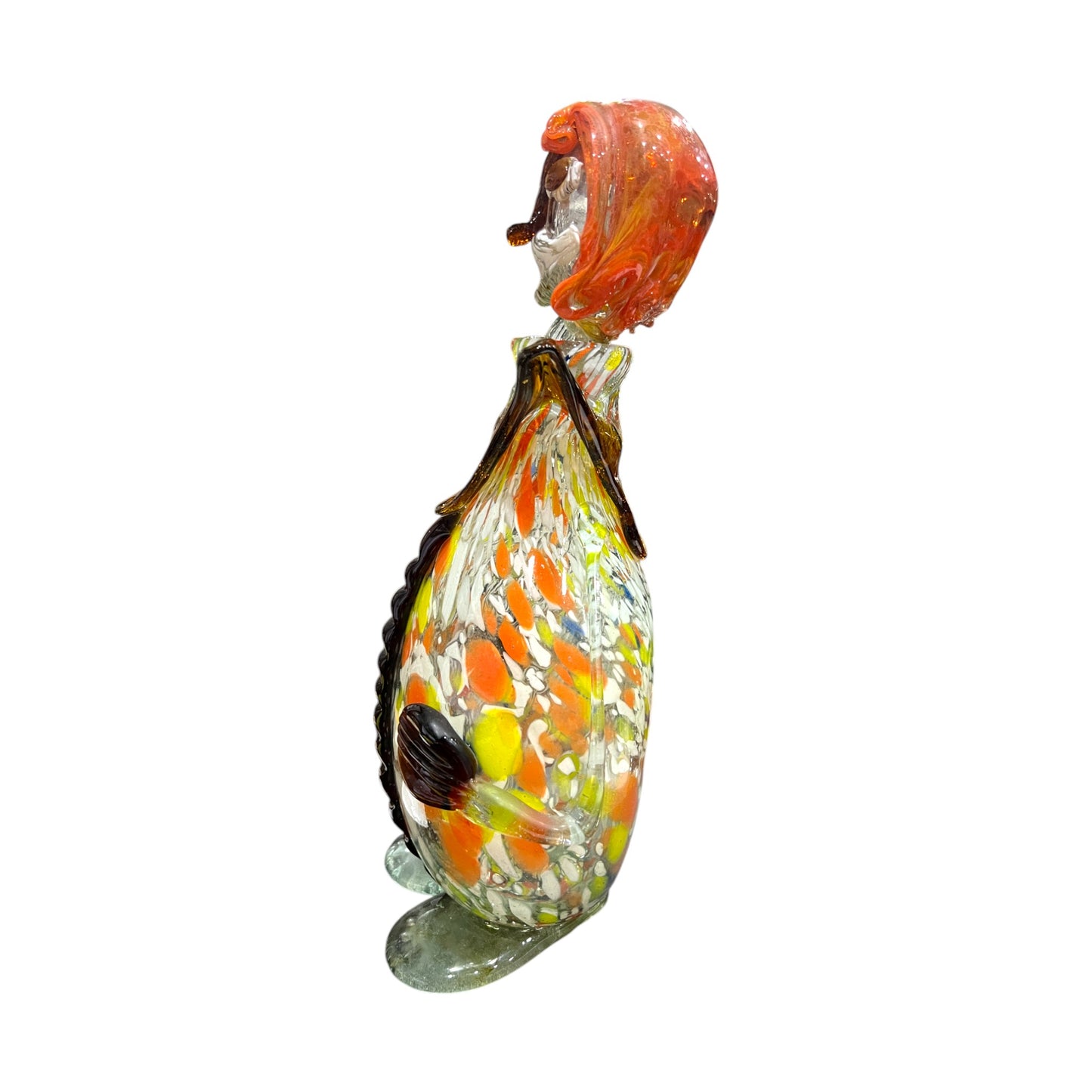 Murano Art Glass - Clown Decanter Brown Bow Tie - 15"