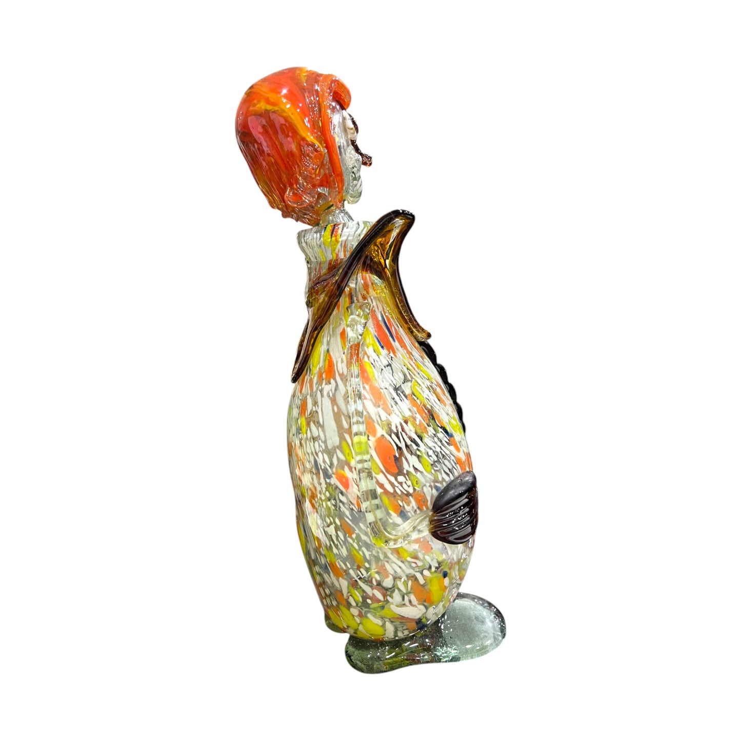 Murano Art Glass - Clown Decanter Brown Bow Tie - 15"