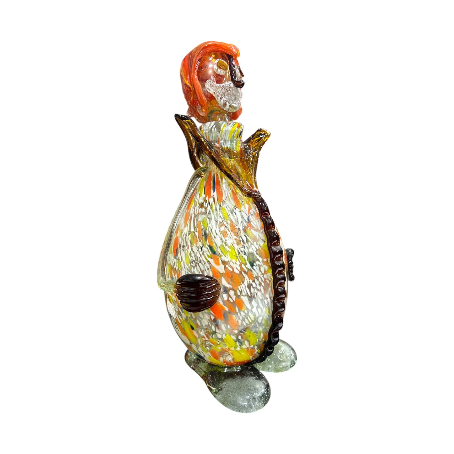 Murano Art Glass - Clown Decanter Brown Bow Tie - 15"