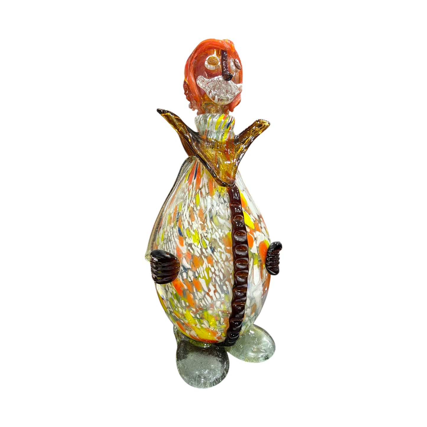 Murano Art Glass - Clown Decanter Brown Bow Tie - 15"