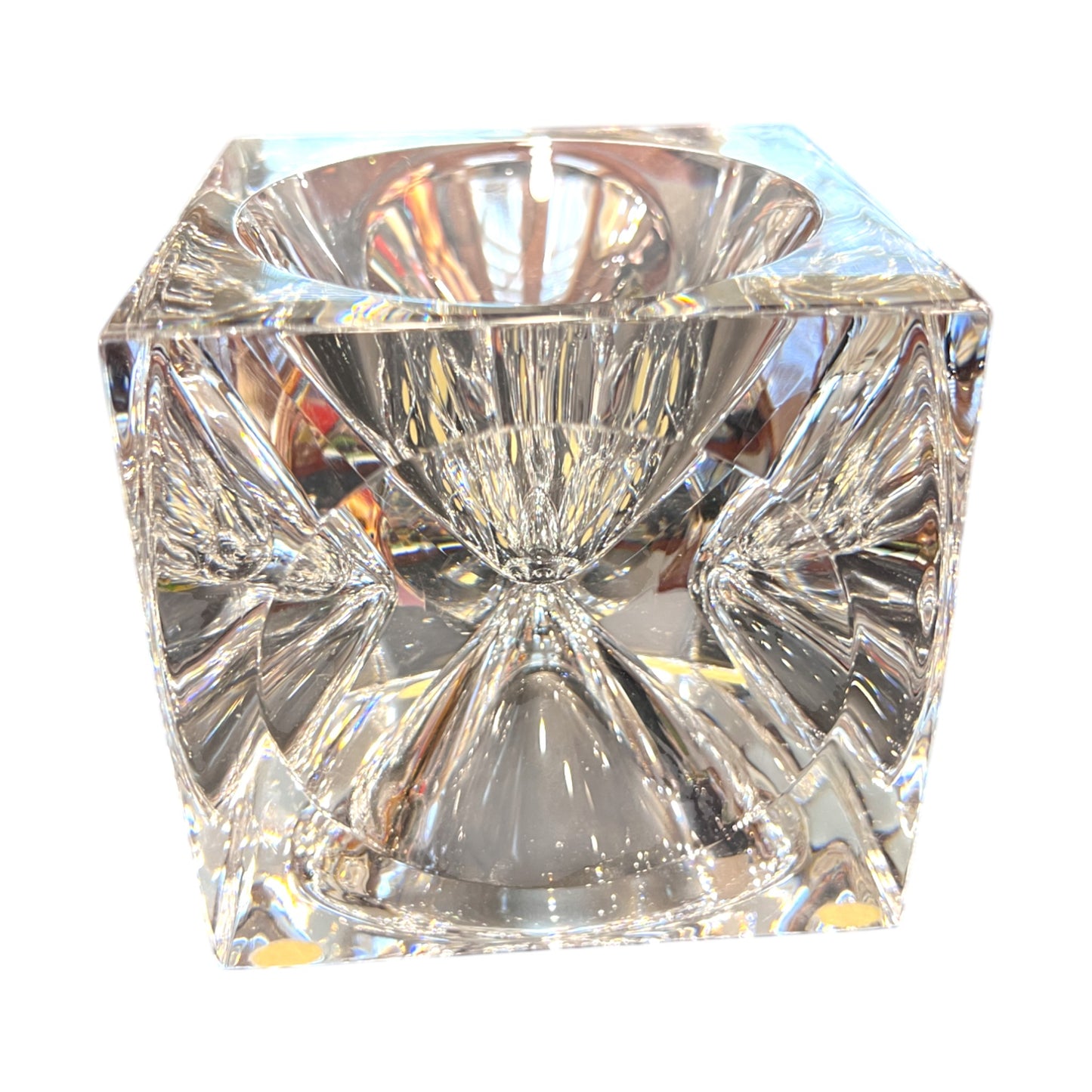 Daum France - Cubed Crystal Ashtray - Signed - Vintage - 4"