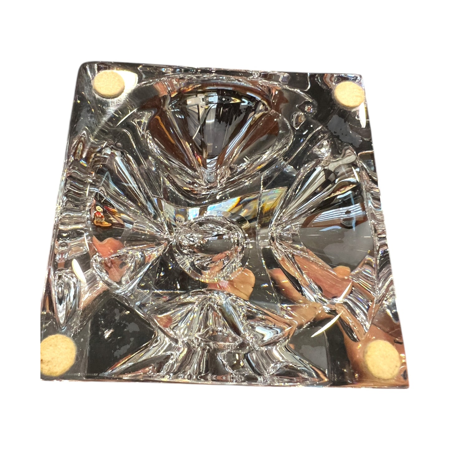 Daum France - Cubed Crystal Ashtray - Signed - Vintage - 4"