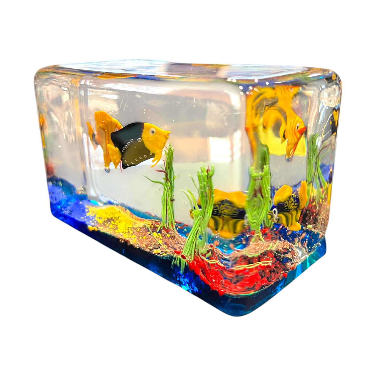 Murano Art Glass - Large Three Fish Aquarium - Vintage - 3.5"