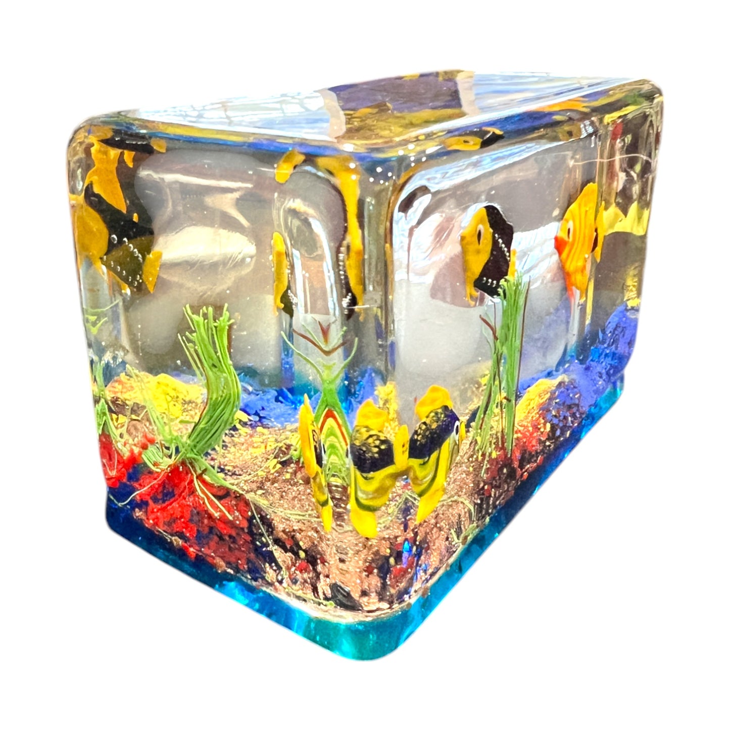 Murano Art Glass - Large Three Fish Aquarium - Vintage - 3.5"