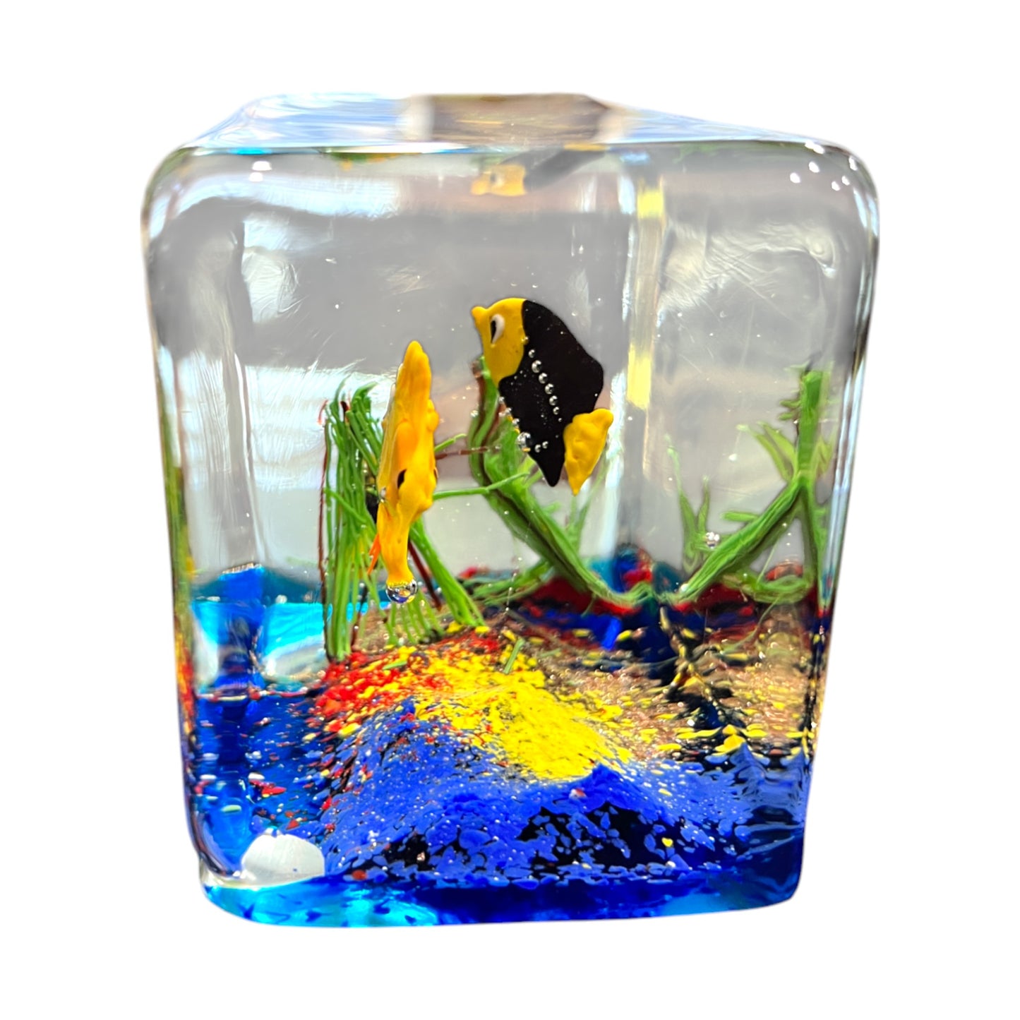Murano Art Glass - Large Three Fish Aquarium - Vintage - 3.5"