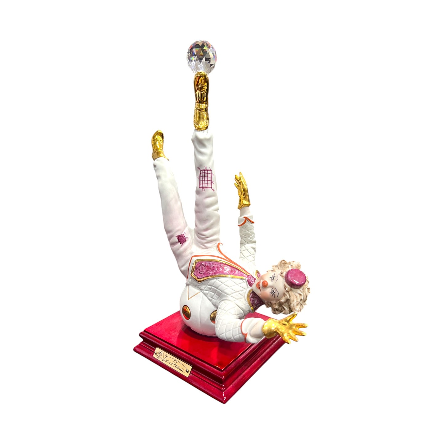 Vattorio Sabadin - Clown On A Ball With Swarovski Crystal Ball - 13"