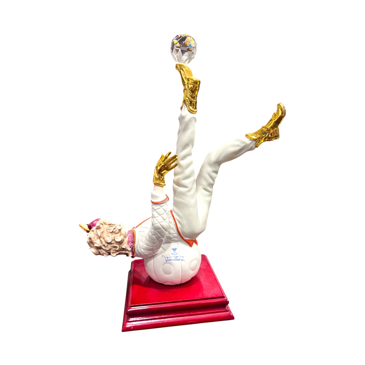 Vattorio Sabadin - Clown On A Ball With Swarovski Crystal Ball - 13"