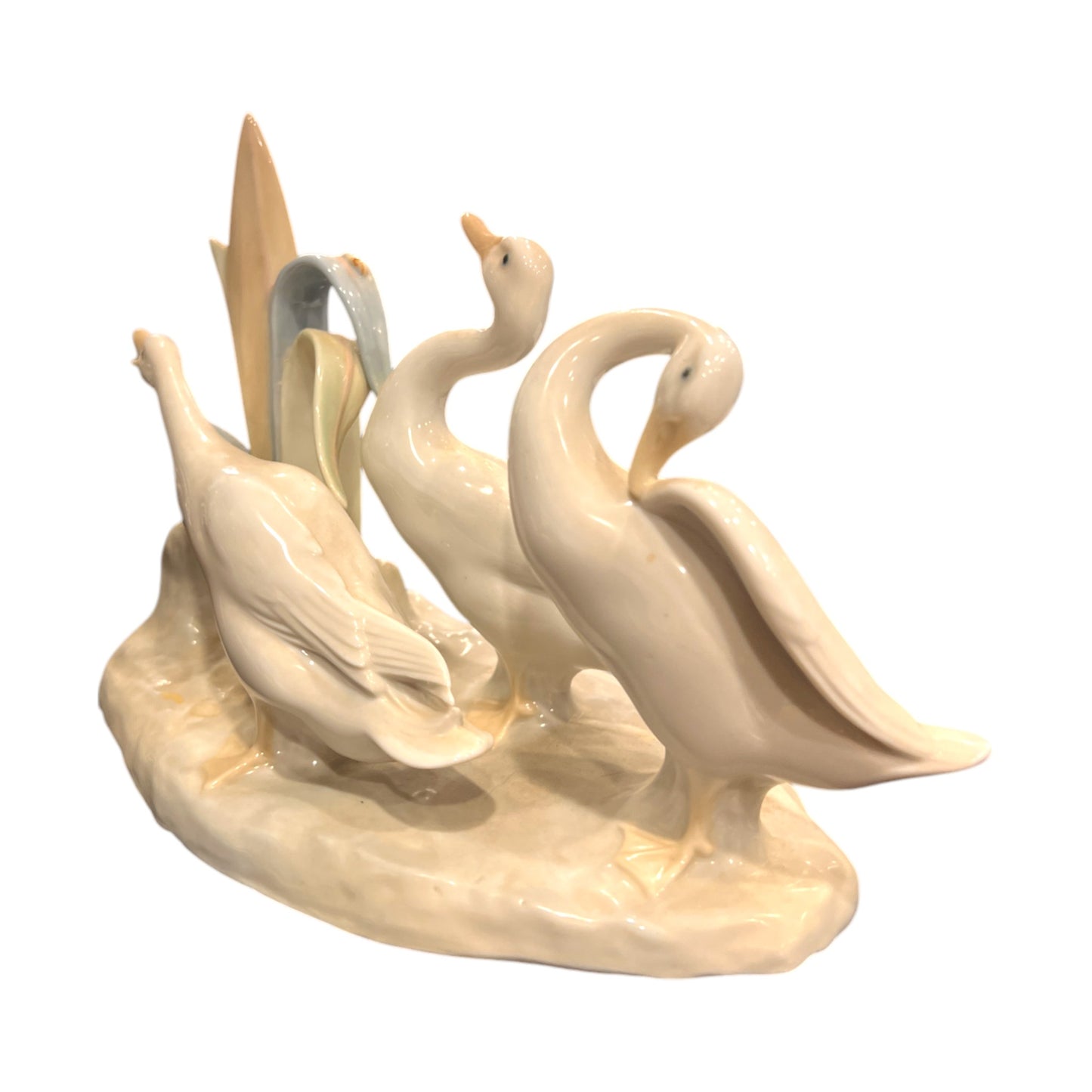 Lladro - Three Geese With Snail #4549 - Vintage - 6"