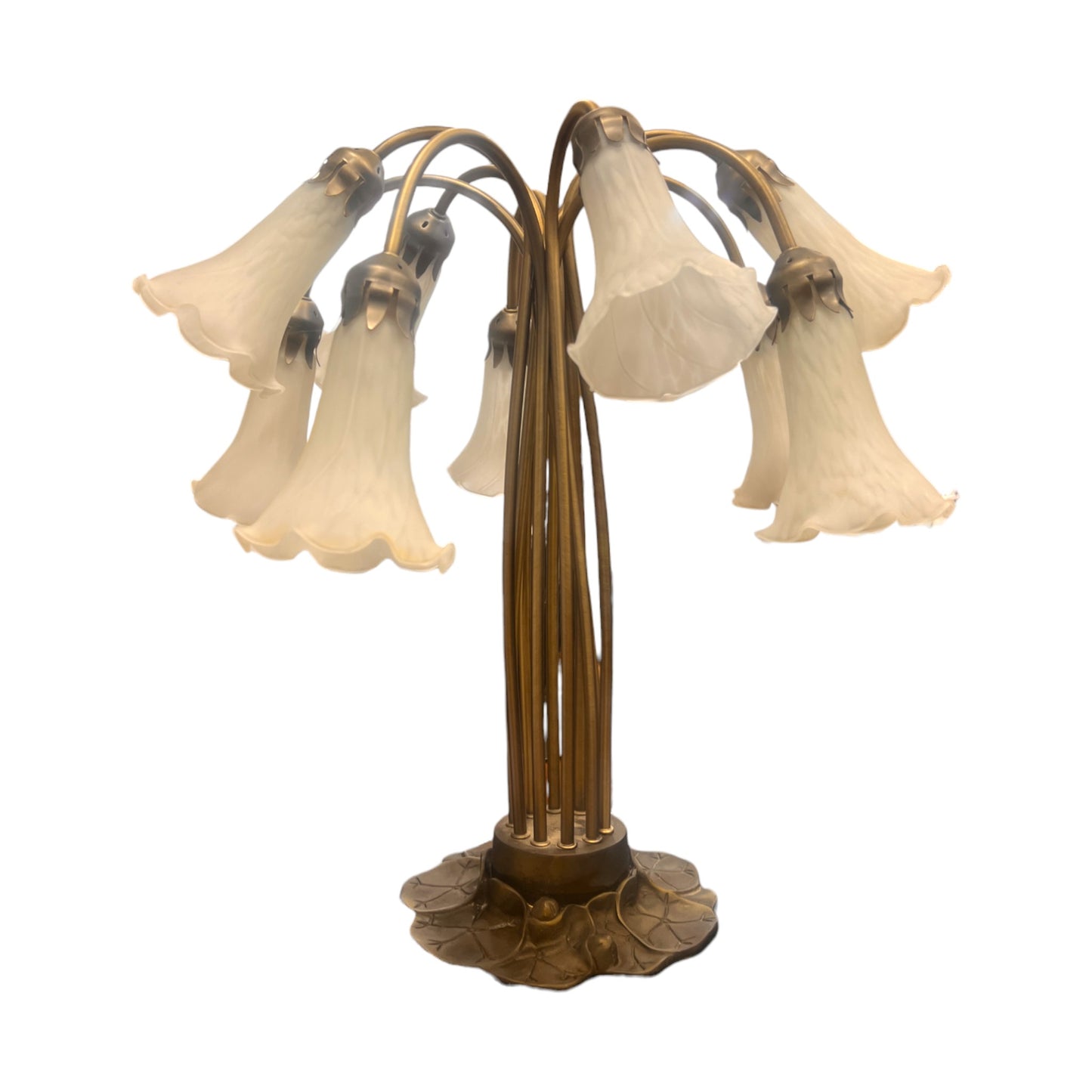 Ten Light - Tiffany Style Lamp - Bronze With Mahogany Finish - Vintage - 20"