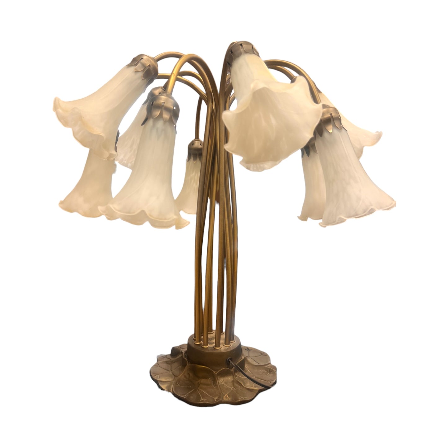 Ten Light - Tiffany Style Lamp - Bronze With Mahogany Finish - Vintage - 20"