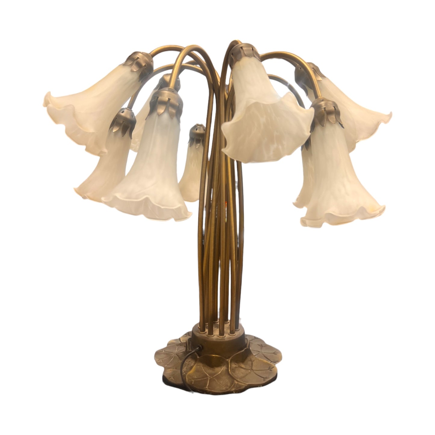 Ten Light - Tiffany Style Lamp - Bronze With Mahogany Finish - Vintage - 20"