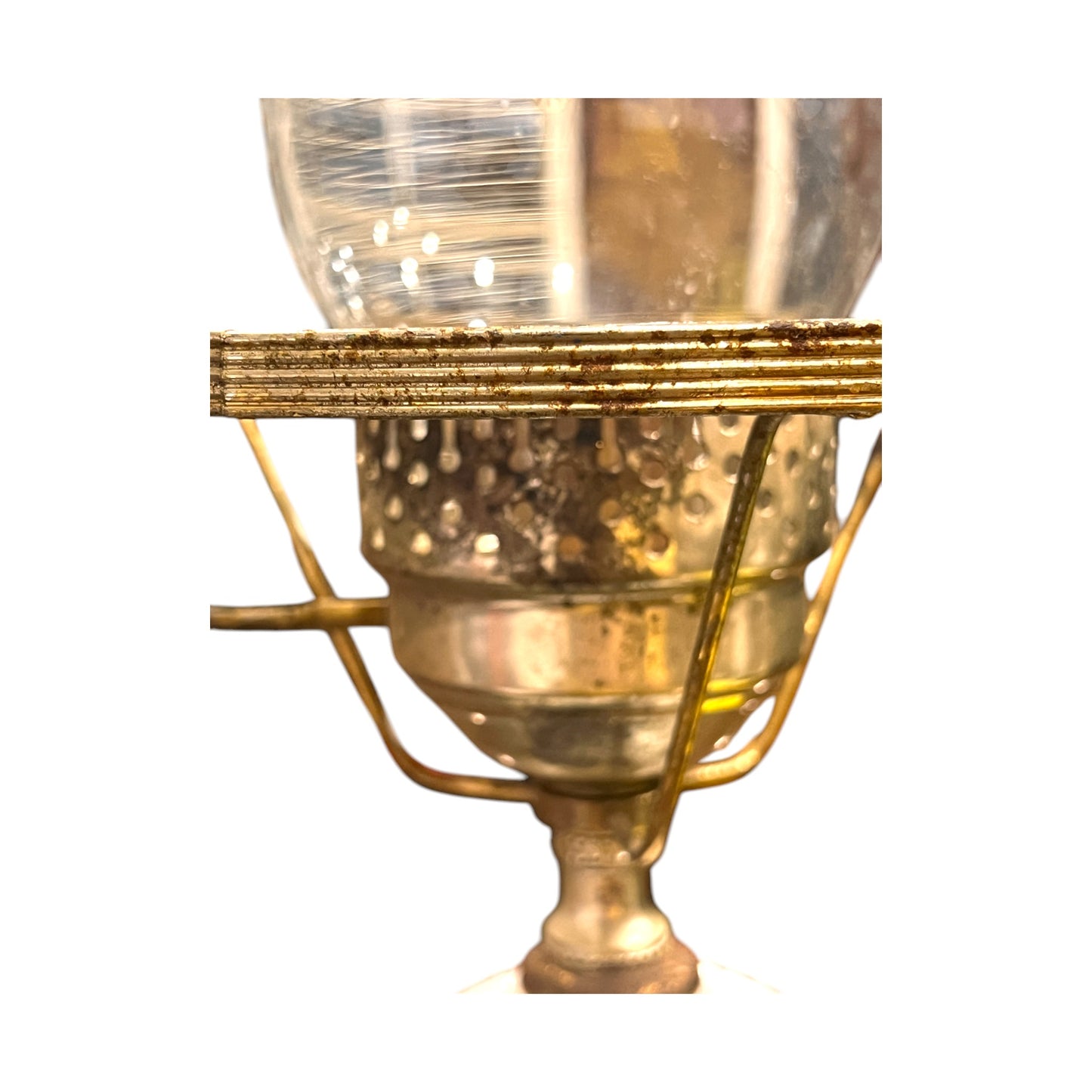 Milk Glass Hobnail Lamp - Oil Lamp Style - Vintage - 18"