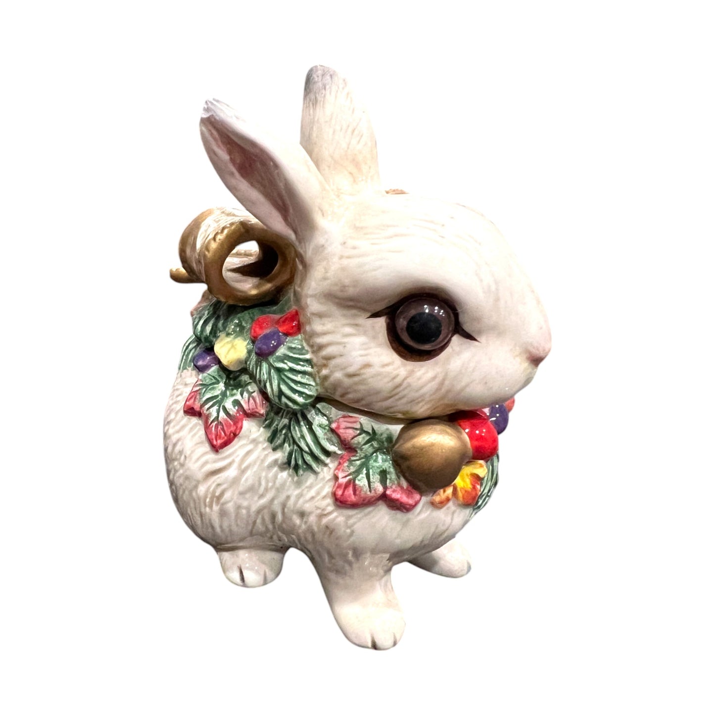 Fitz & Floyd - Christmas - Snow Woods Bunny With Bow Trinket Box - 5"