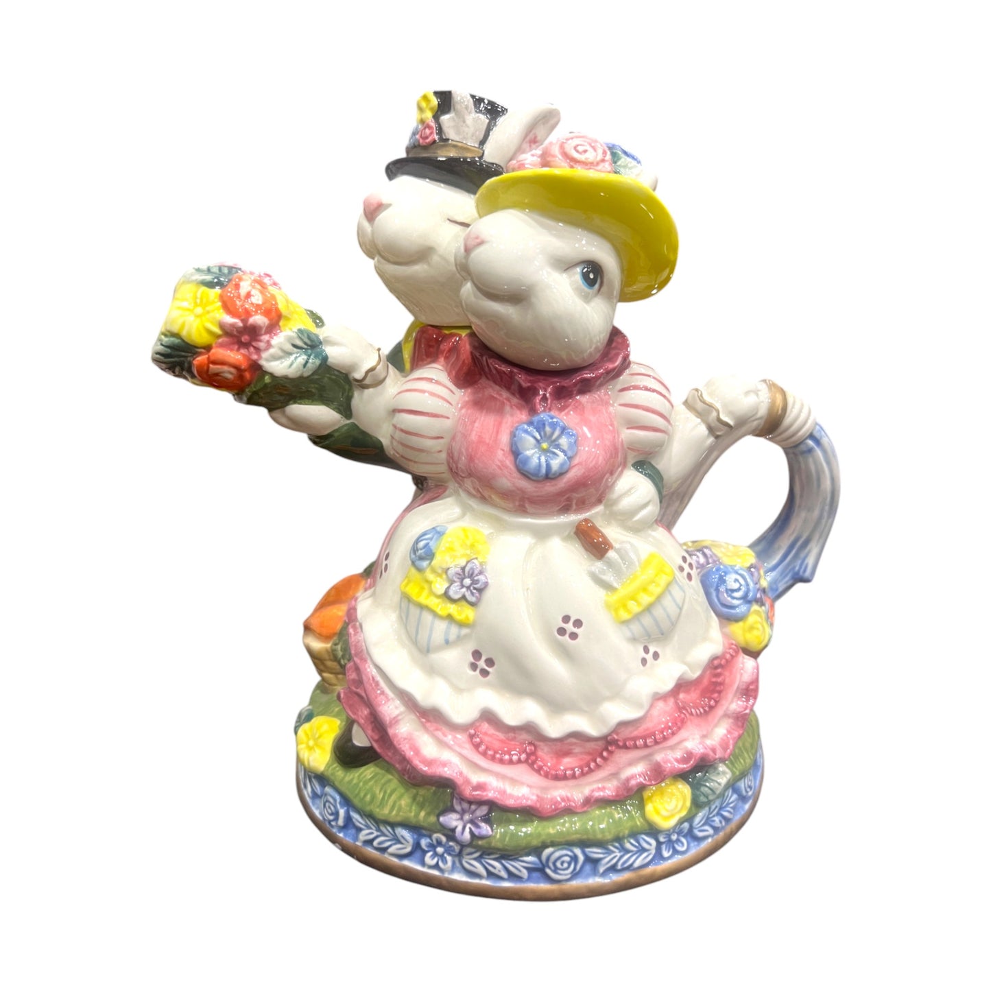 Fitz & Floyd - Omnibus - Easter - Rabbits Teapot - 1996 - 8"
