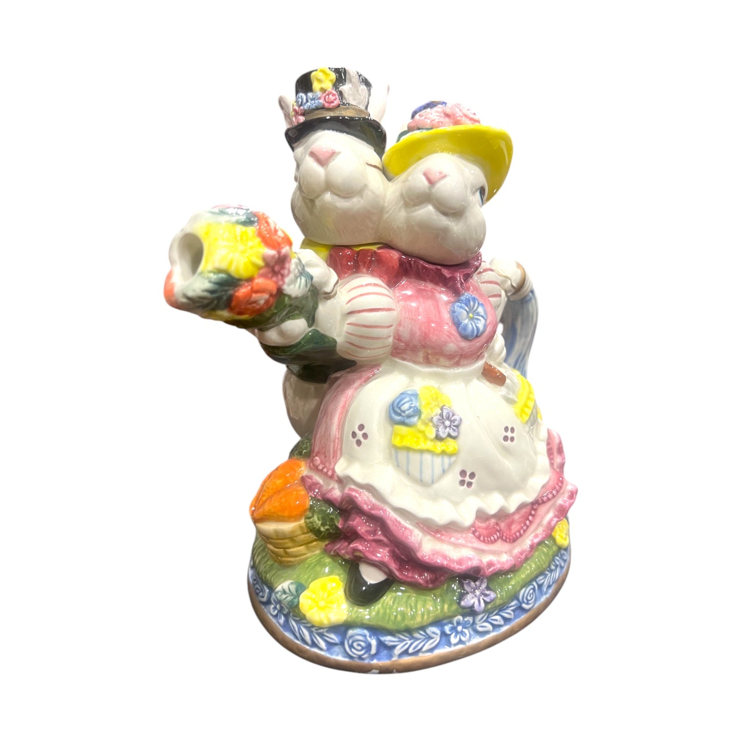 Fitz & Floyd - Omnibus - Easter - Rabbits Teapot - 1996 - 8"
