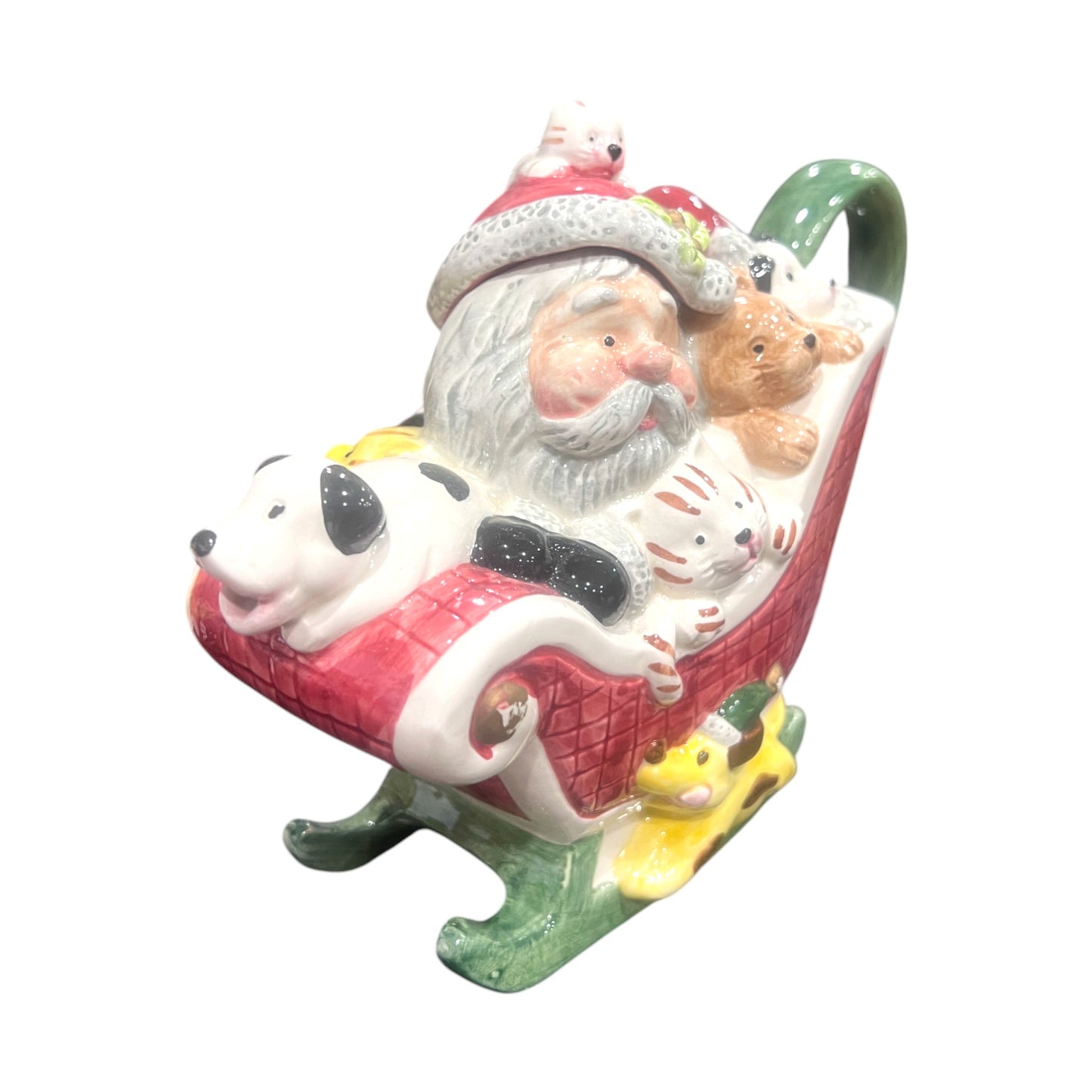 Fitz & Floyd - OCI - Christmas - Santa On A Sleigh Teapot - 7"