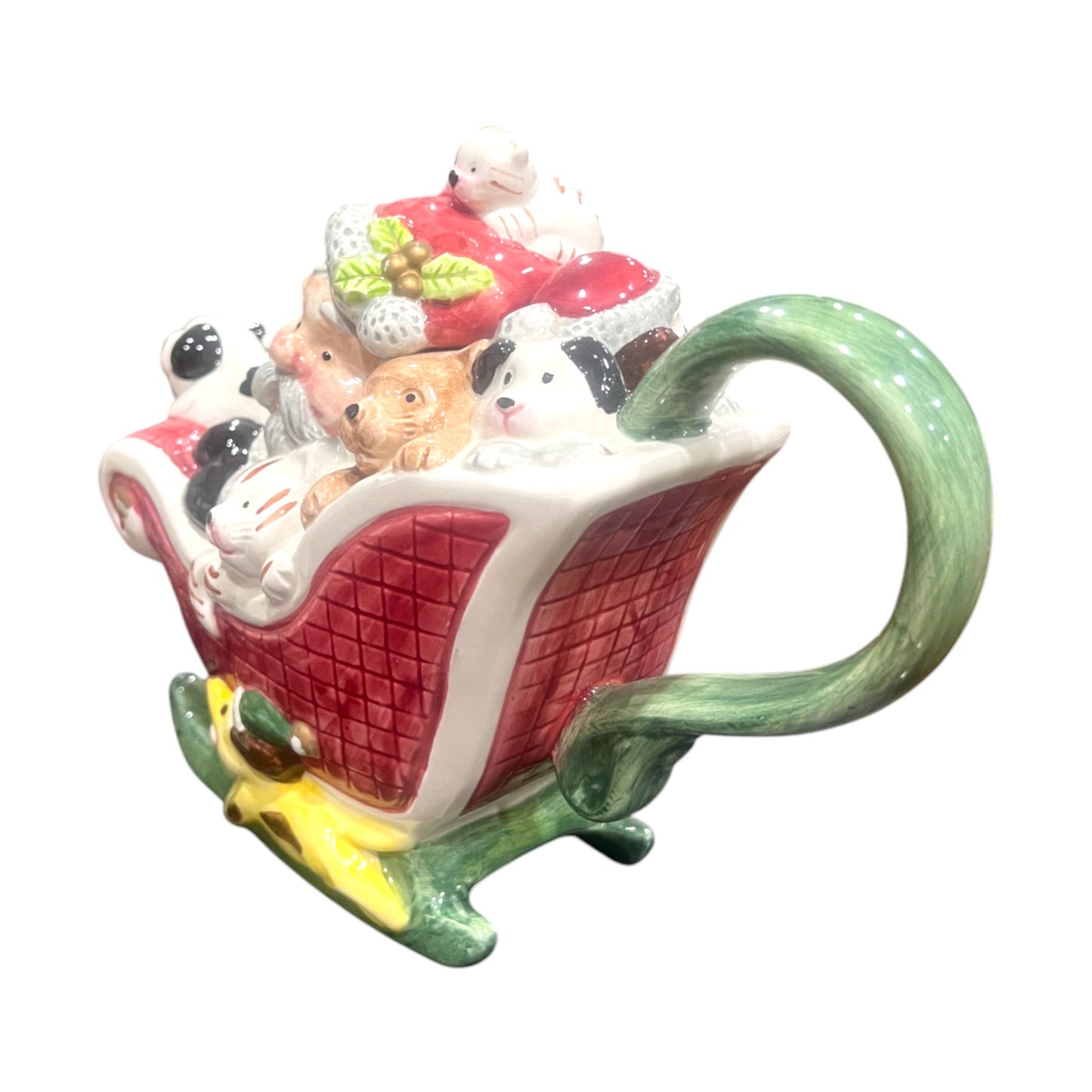 Fitz & Floyd - OCI - Christmas - Santa On A Sleigh Teapot - 7"