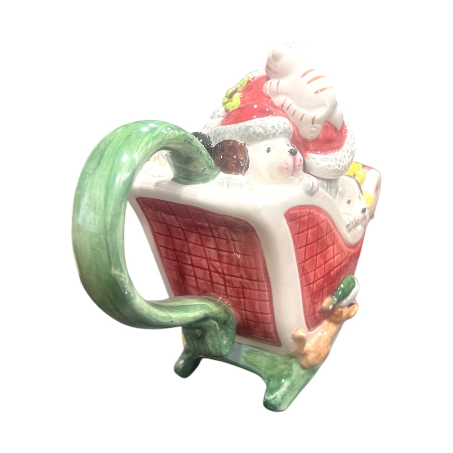 Fitz & Floyd - OCI - Christmas - Santa On A Sleigh Teapot - 7"