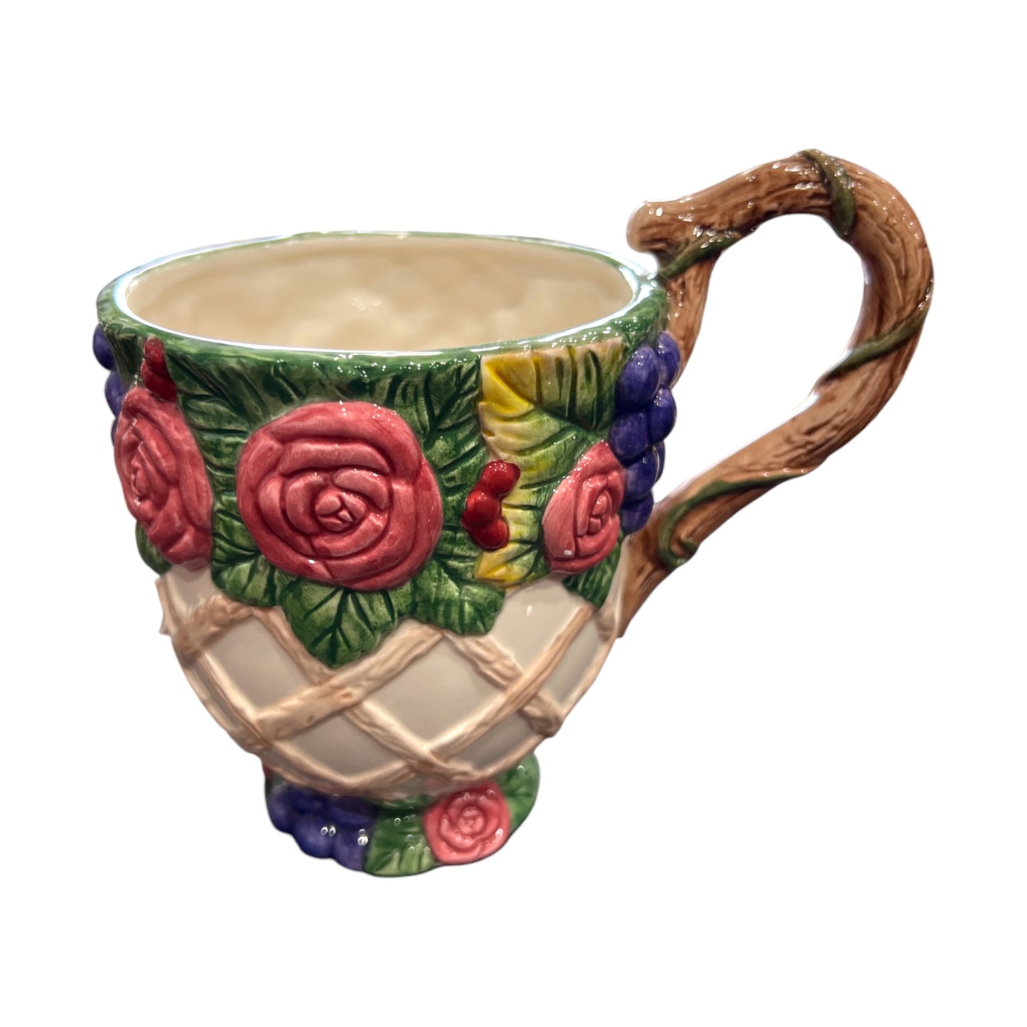 Fitz & Floyd - Rose Garland Coffee Mug - 1994 - 5"
