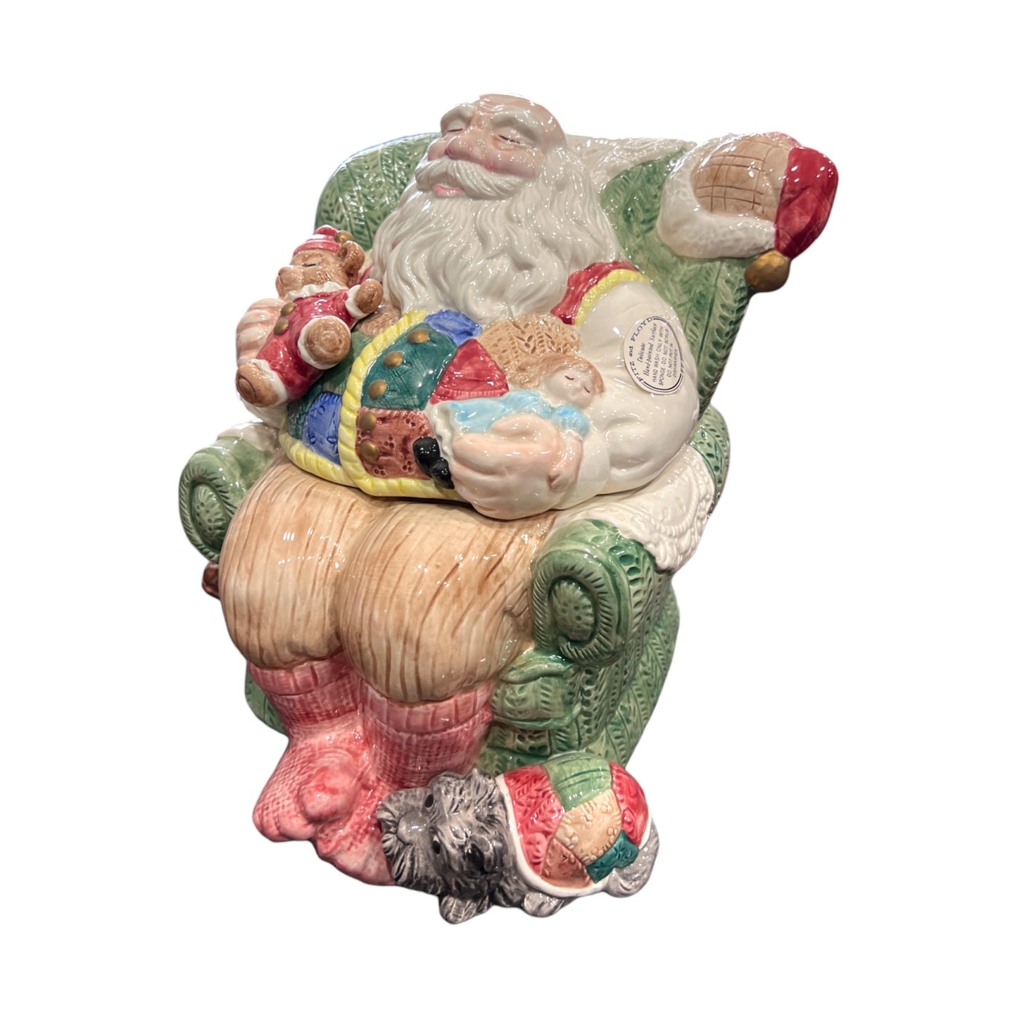 Fitz & Floyd -Christmas - Santa In A Chair Cookie Jar - 1992 - 10"