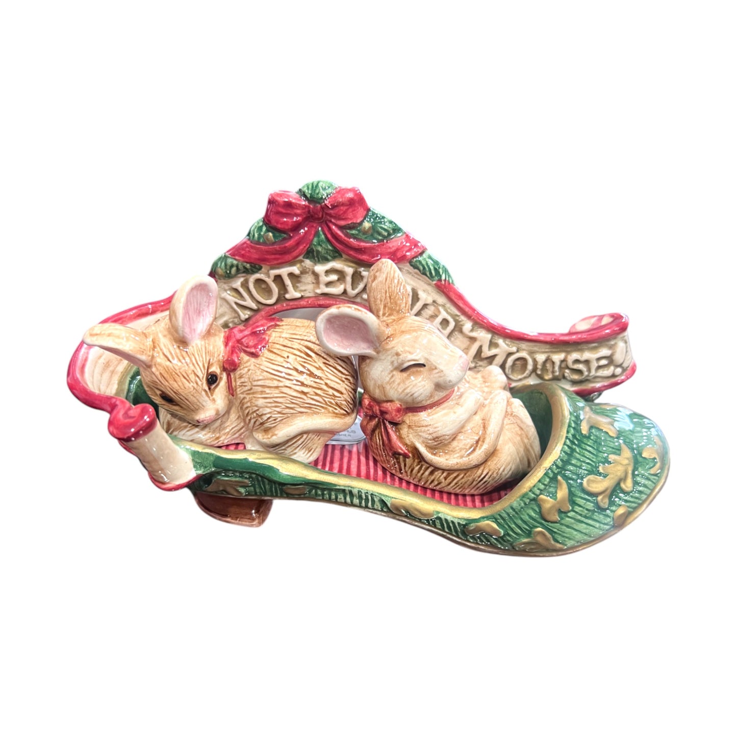 Fitz & Floyd - Christmas - Not Even A Mouse Salt Pepper Shakers - 3.5"